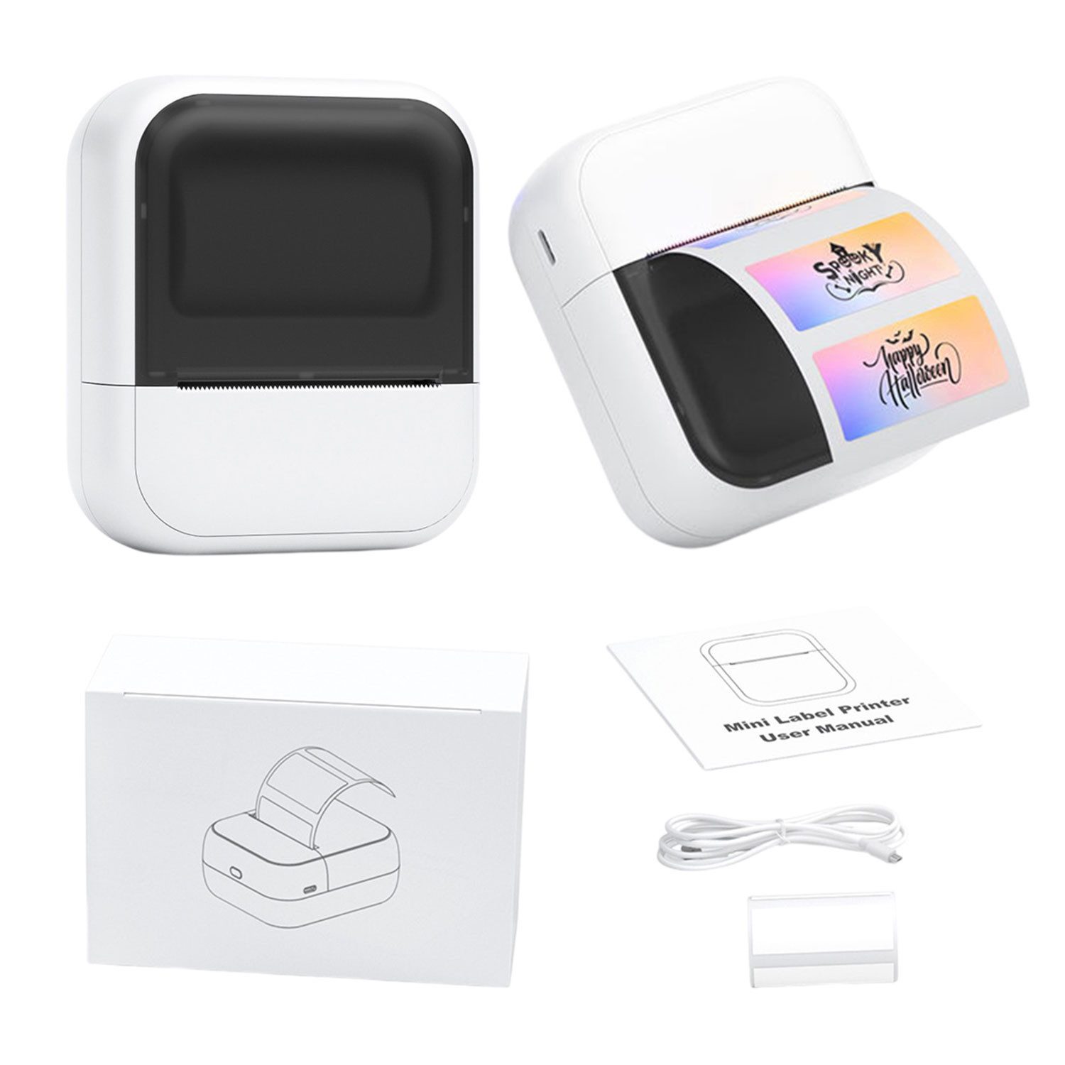 Refttenw Schablonendrucker mit automatischer Umwandlung in Linienzeichnungen Etikettendrucker, (Bluetooth Label Printer mit 300 Vorlagen für Schulbedarf Preisschilder)