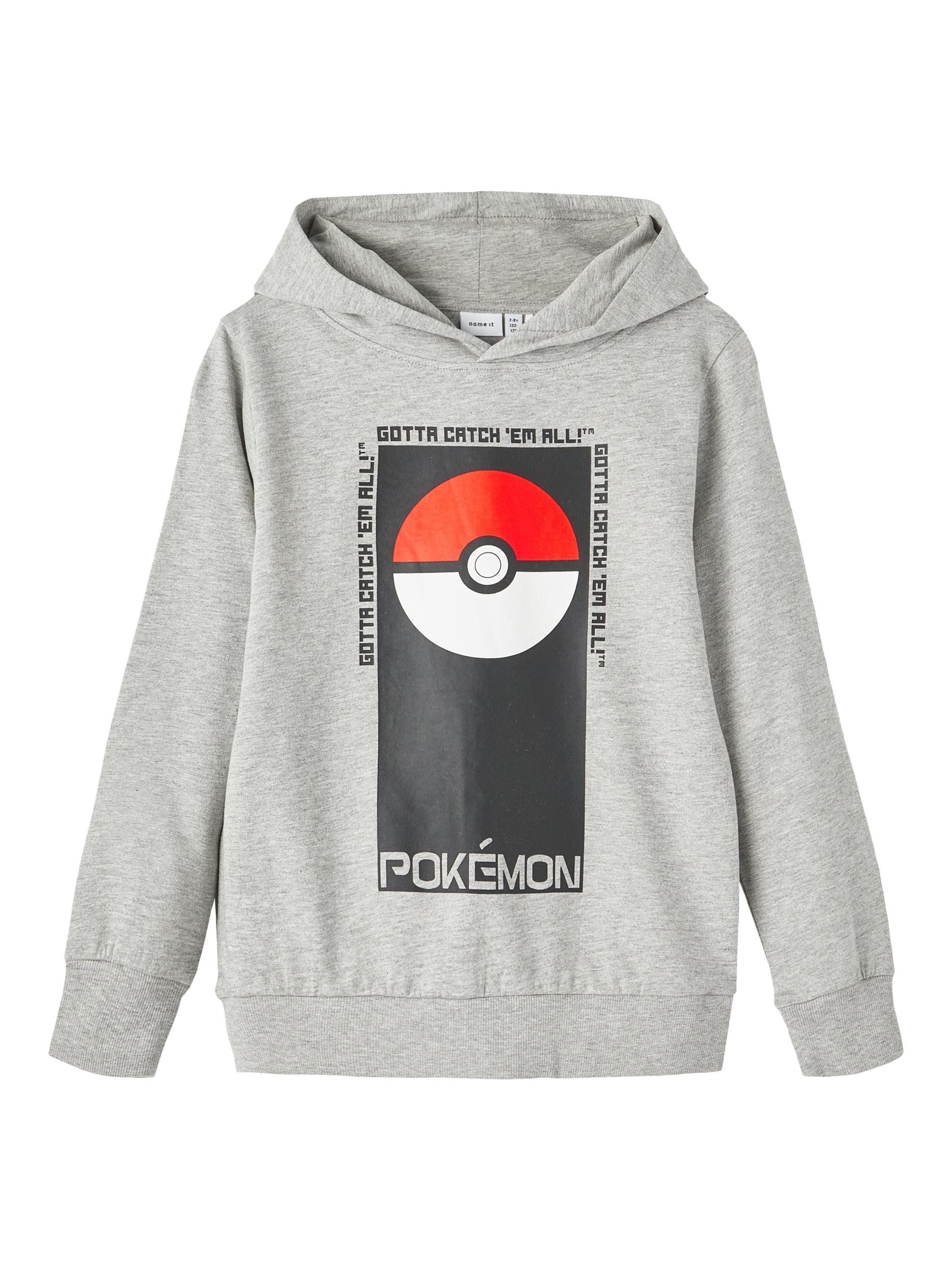 Name It Kapuzenpullover Pullover mit Kapuze & Pokemon Print Grey Melange-116 (1-tlg)