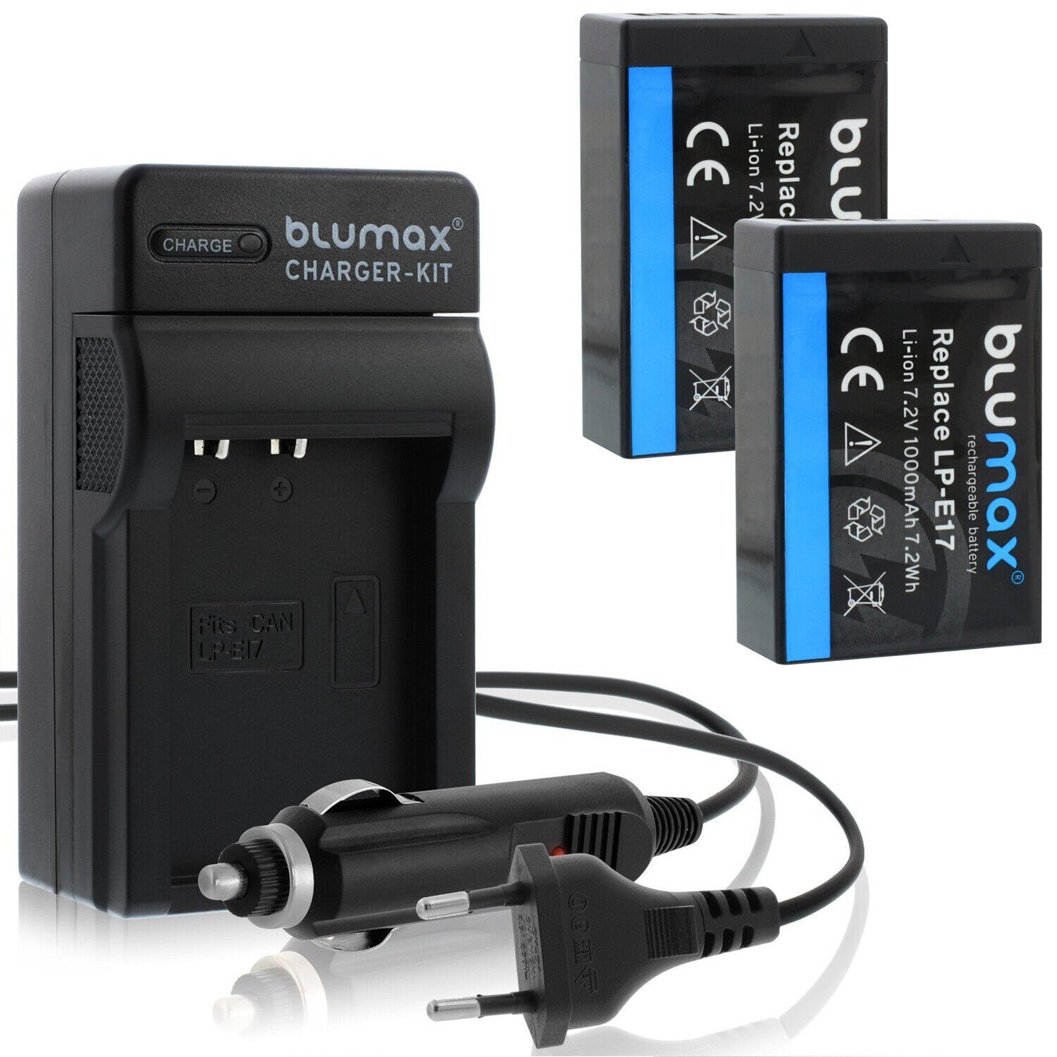 Blumax Set mit Lader für Canon LP-E17 EOS RP M3 1000 mAh Kamera-Akku