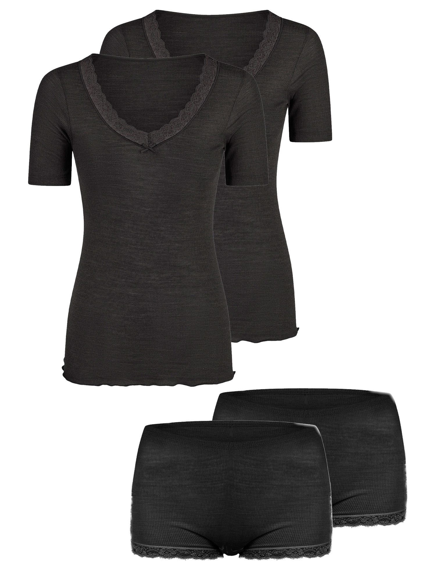Nina Von C. Set: Unterhemd 2er Pack Halbarm Shirt & Pagenslip Wool Silk (Packung, 2-tlg) luxuriöse Rippe aus softer Seide und feinster Merinowolle