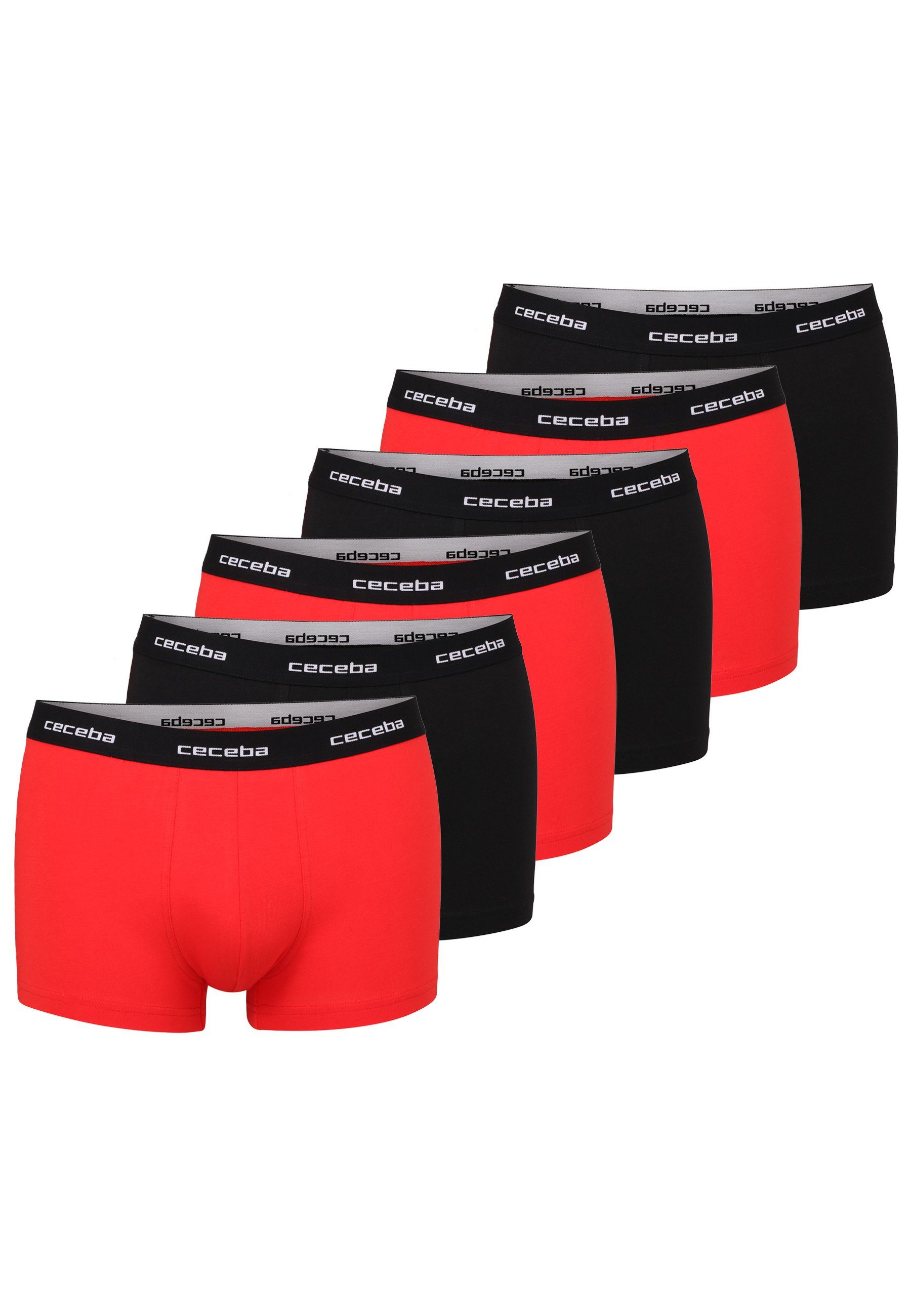 Boxershorts CECEBA Herren Pants rot uni 6er Pack