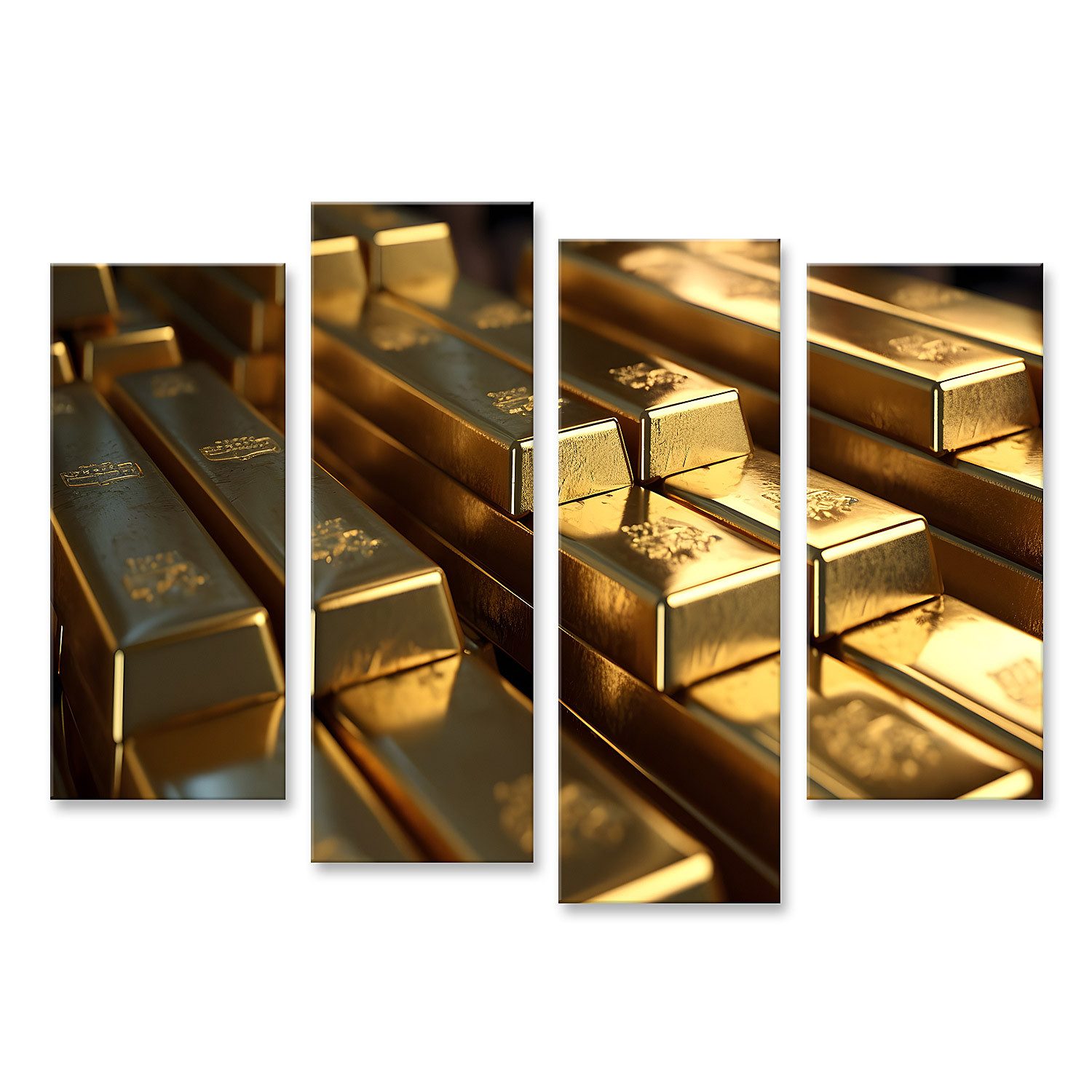 islandburner Leinwandbild Goldbarren Sammlung Reichtum Hintergrund Glanz und Luxus Wandbild