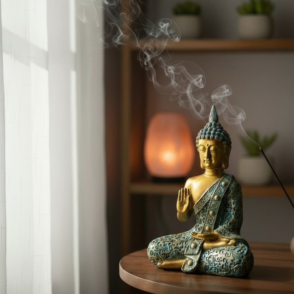 MF Buddhafigur Buddha Skulptur Zenharmony Gold Tuerkis Polyresin 14cm (1 St günstig online kaufen