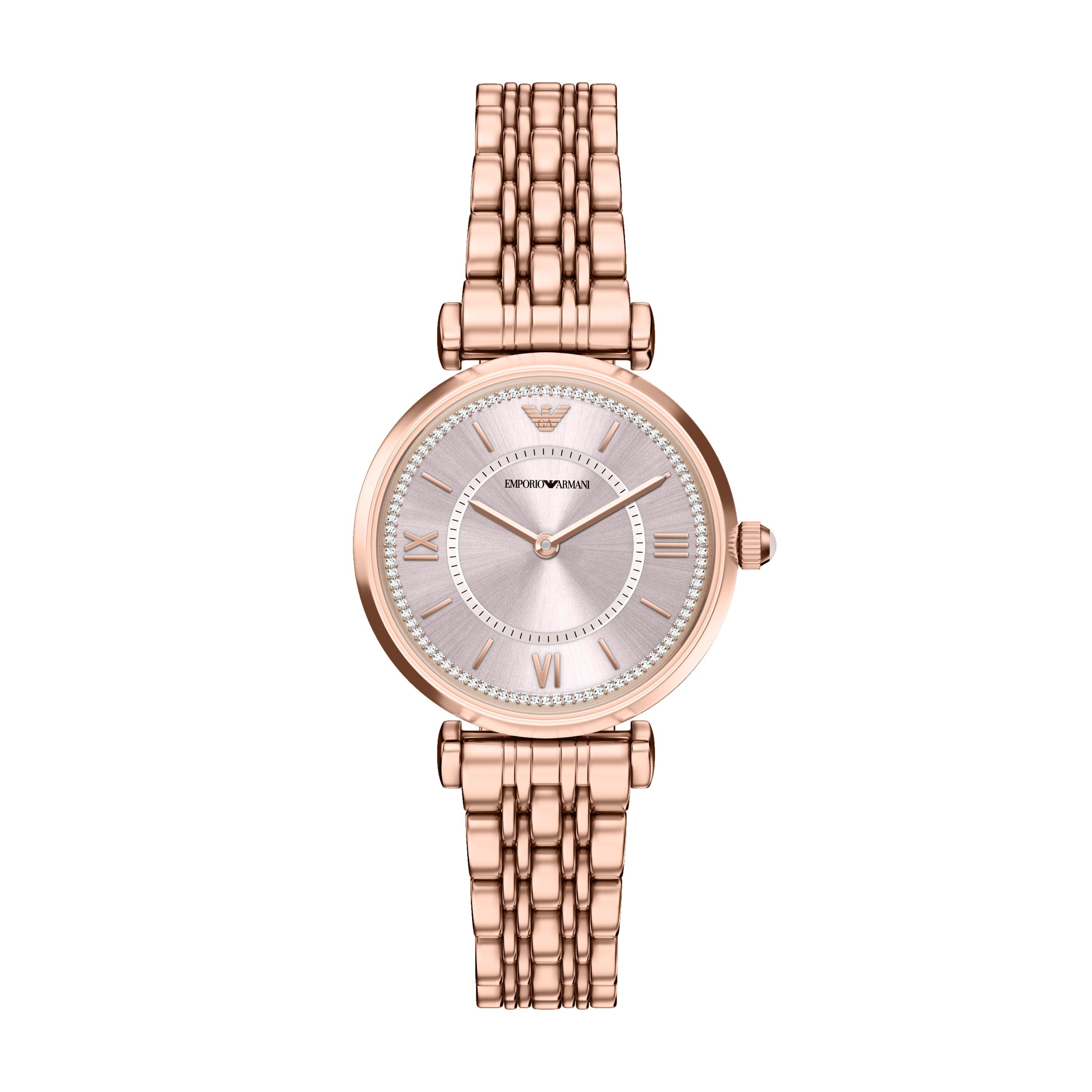 Emporio Armani Quarzuhr AR11767, Armbanduhr, Damenuhr, Edelstahlarmband, analog, Glassteine