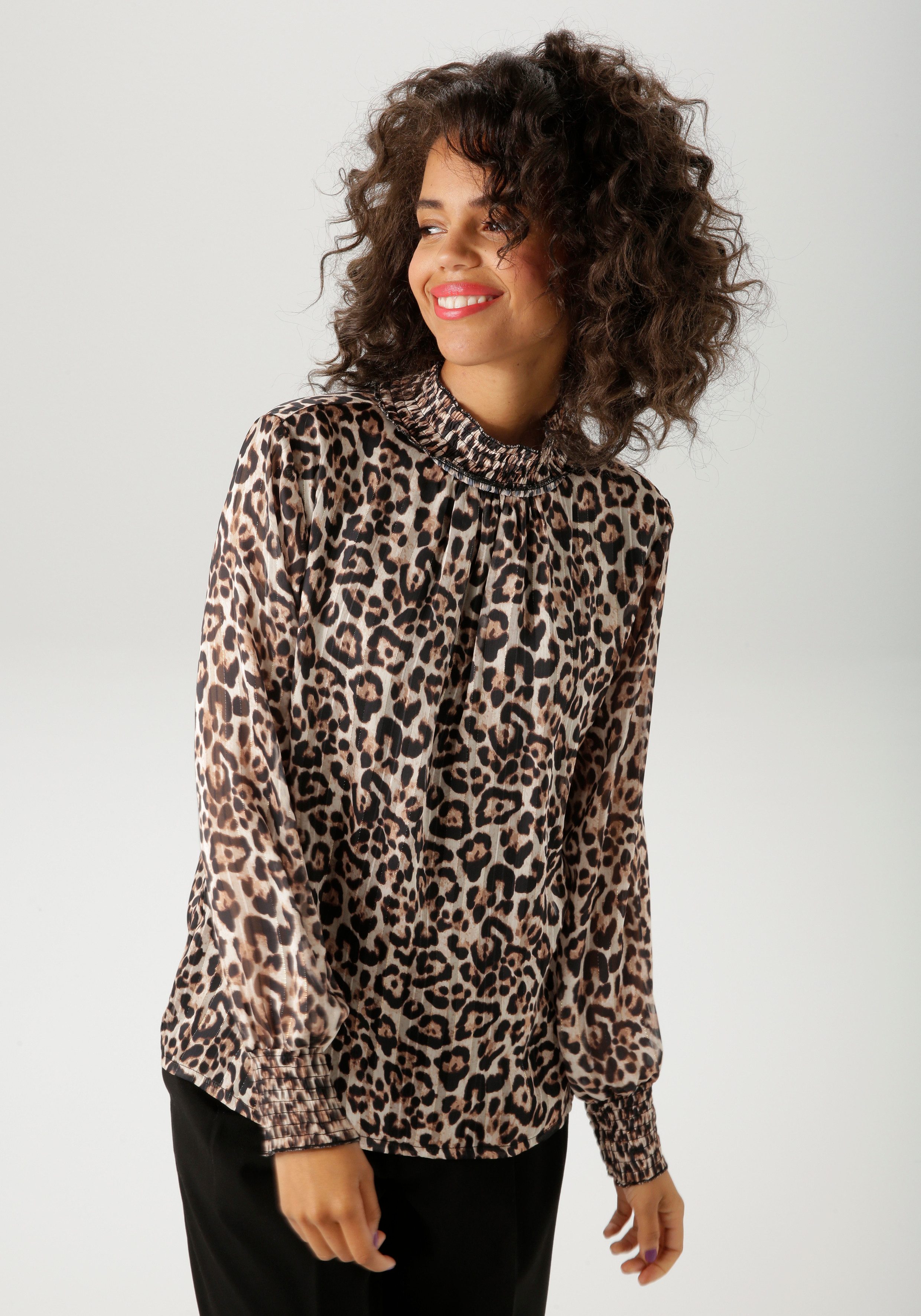 Aniston CASUAL Chiffonbluse im Leo-Druck mit günstig online kaufen