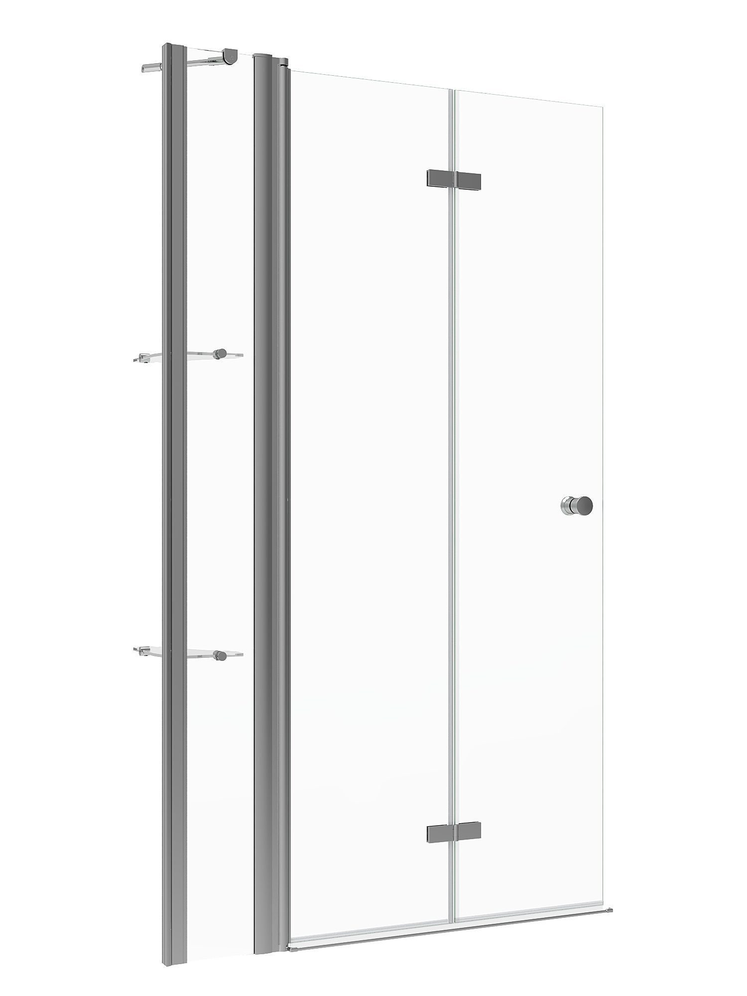 AQUABATOS Walk-in-Dusche Walk in Duschglas Duschabtrennung faltbare Duschwand, Falttür Drehfalttür aus 5 mm Sicherheitsglas Klarglas, mit Festteil und Duschablagen