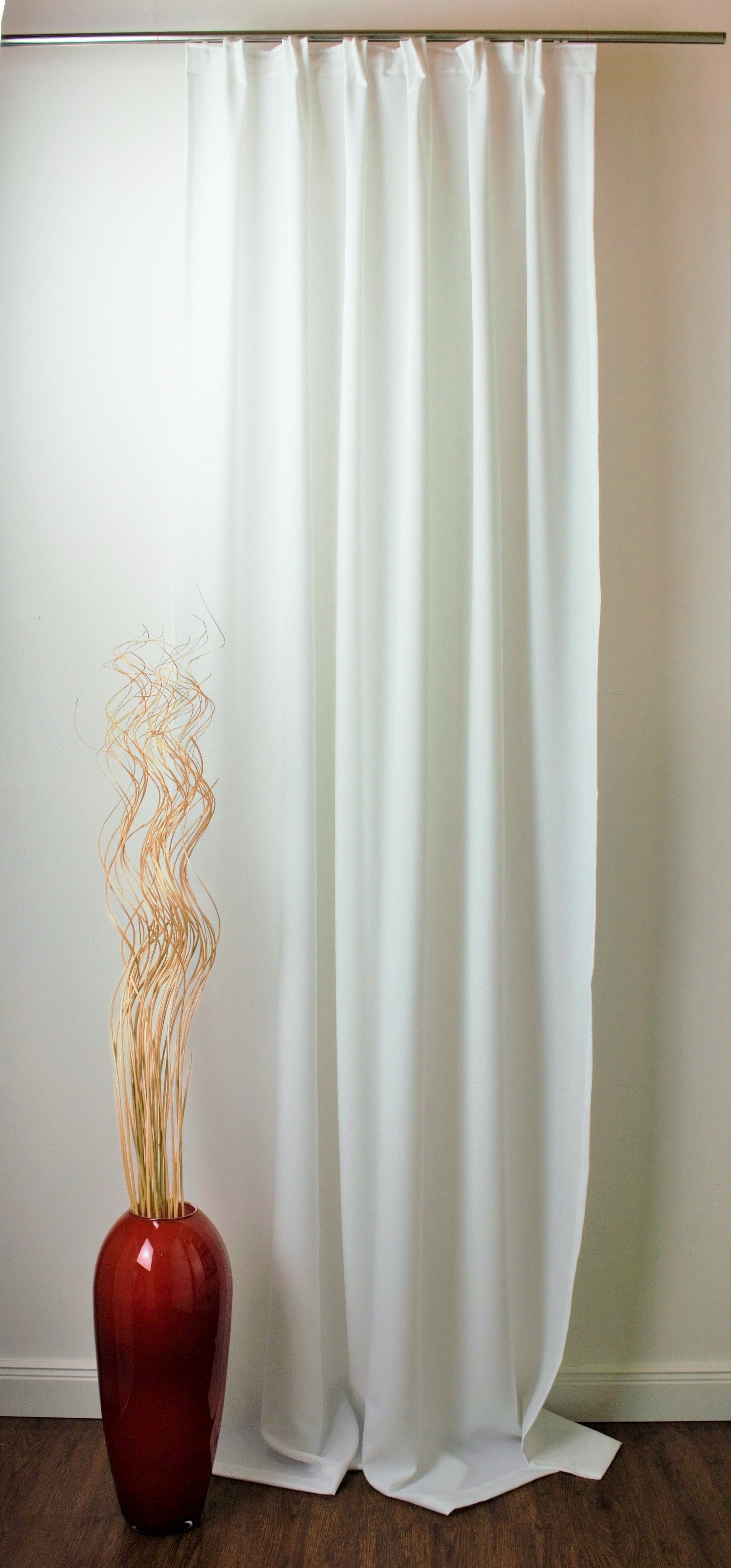novumfix Gardine Dekoschal rein Weiß extra lang bis 400 cm, Kräuselband, blickdicht, extra lang