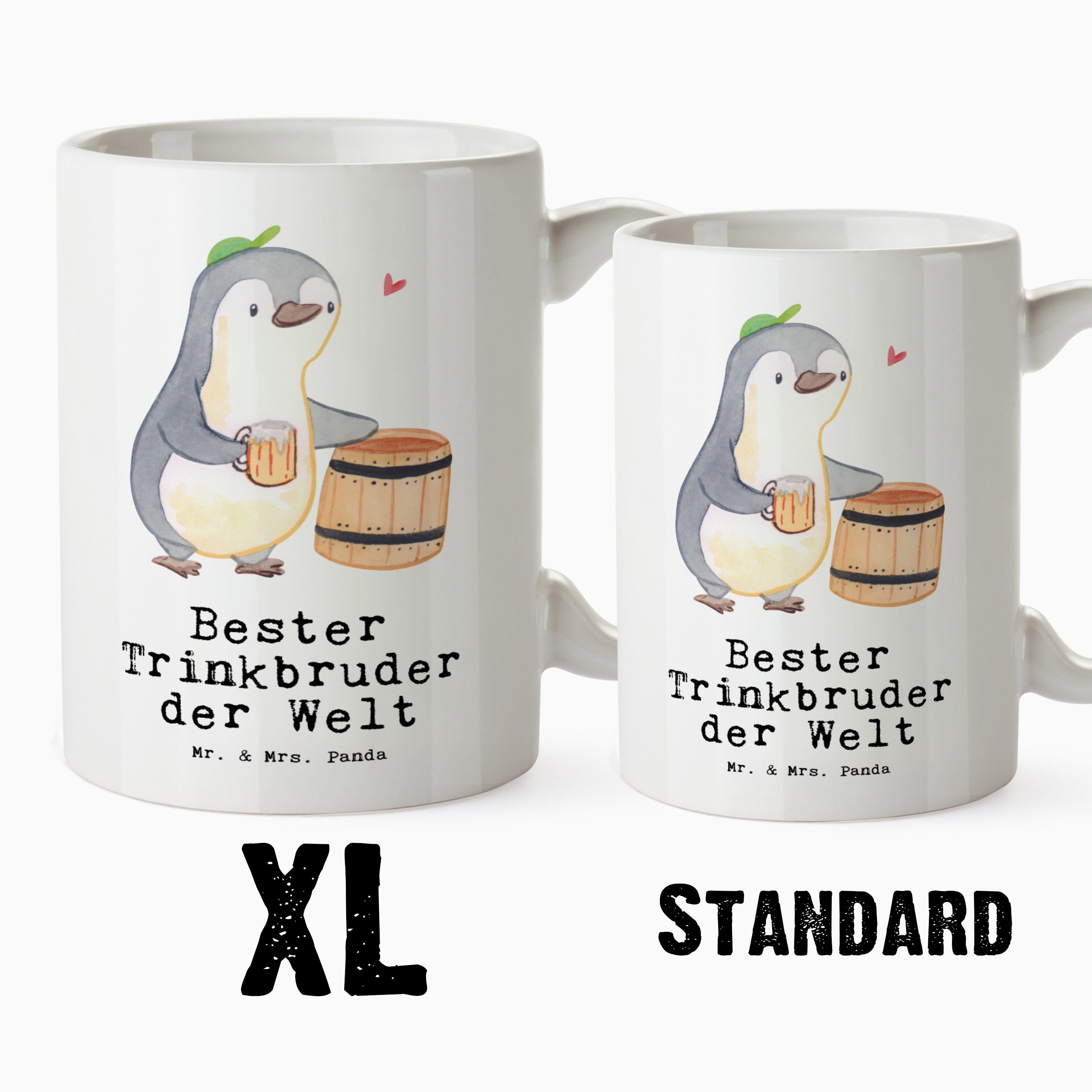 Mr. & Mrs. Panda Trinkbruder Geschenk, Welt Keramik Trinkkumpel, Weiß Pinguin der XL - Bester G, Tasse - Tasse