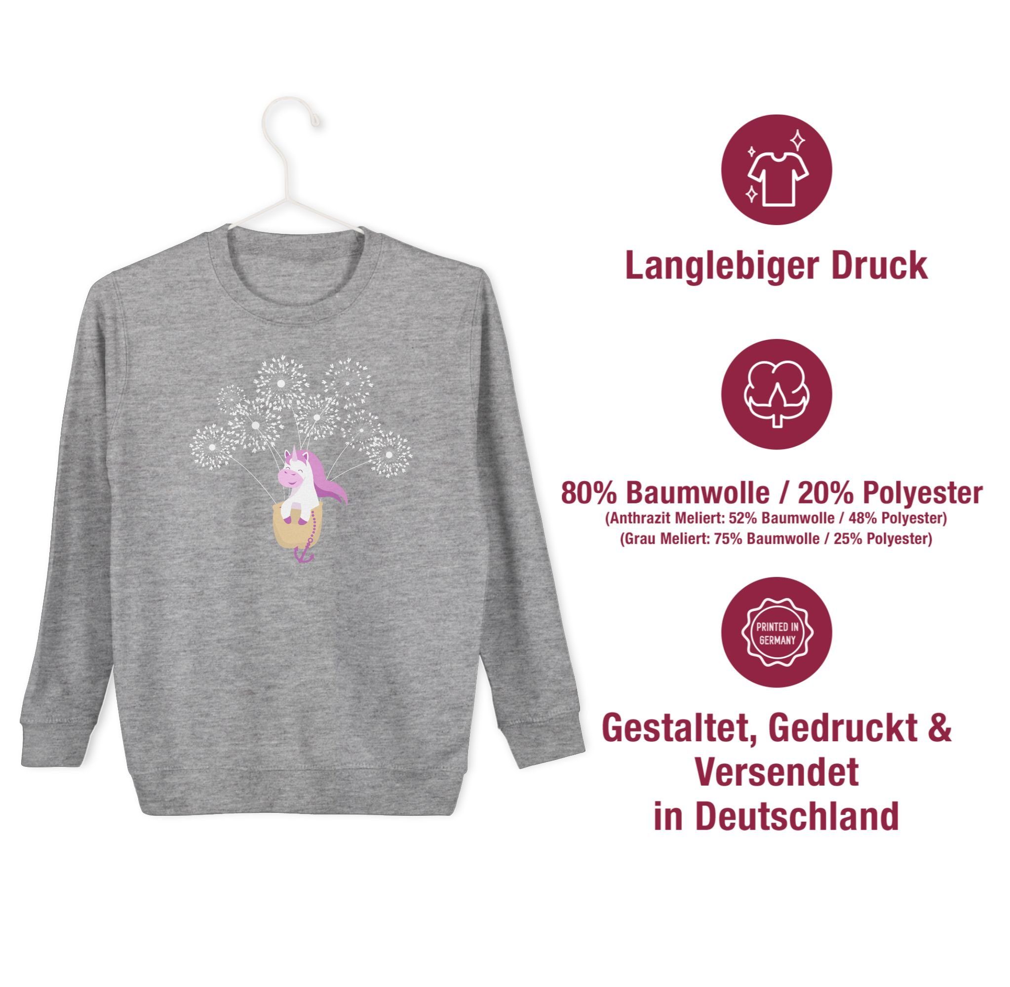 Co Einhorn Sweatshirt Pusteblume 2 Shirtracer und Kinderkleidung Grau meliert