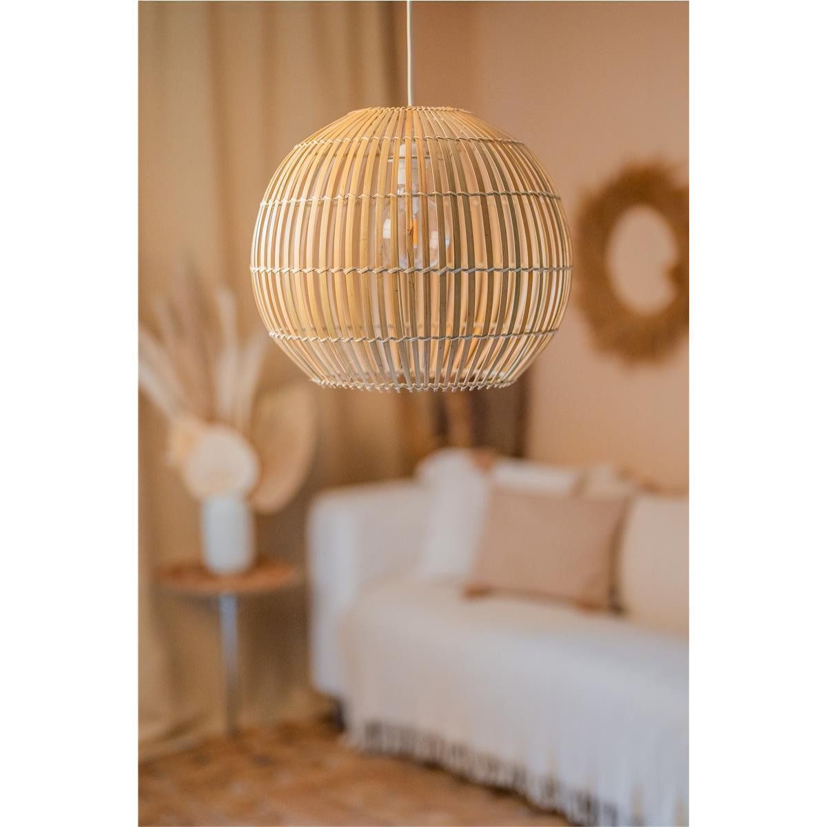 BOURGH Hängeleuchten Bambus Lampe SIENA - Hängeleuchte ⌀40 cm - weisses Kab günstig online kaufen