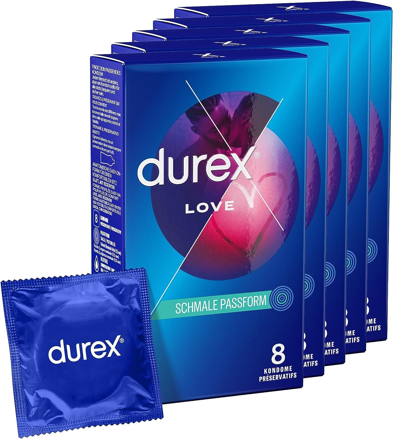 durex Kondome Love Spar-Pack, 40 St., mit schmaler Passform, für ein sicheres Gefühl durch festeren Sitz