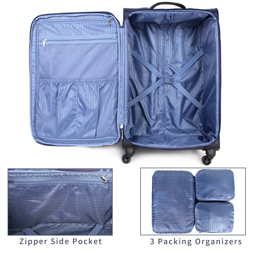 Blau NEWCOM Gepäckset NEWCOM 20-24-28-Zoll-Koffer Handgepäckkoffer erweiterbarer 3-teiliger