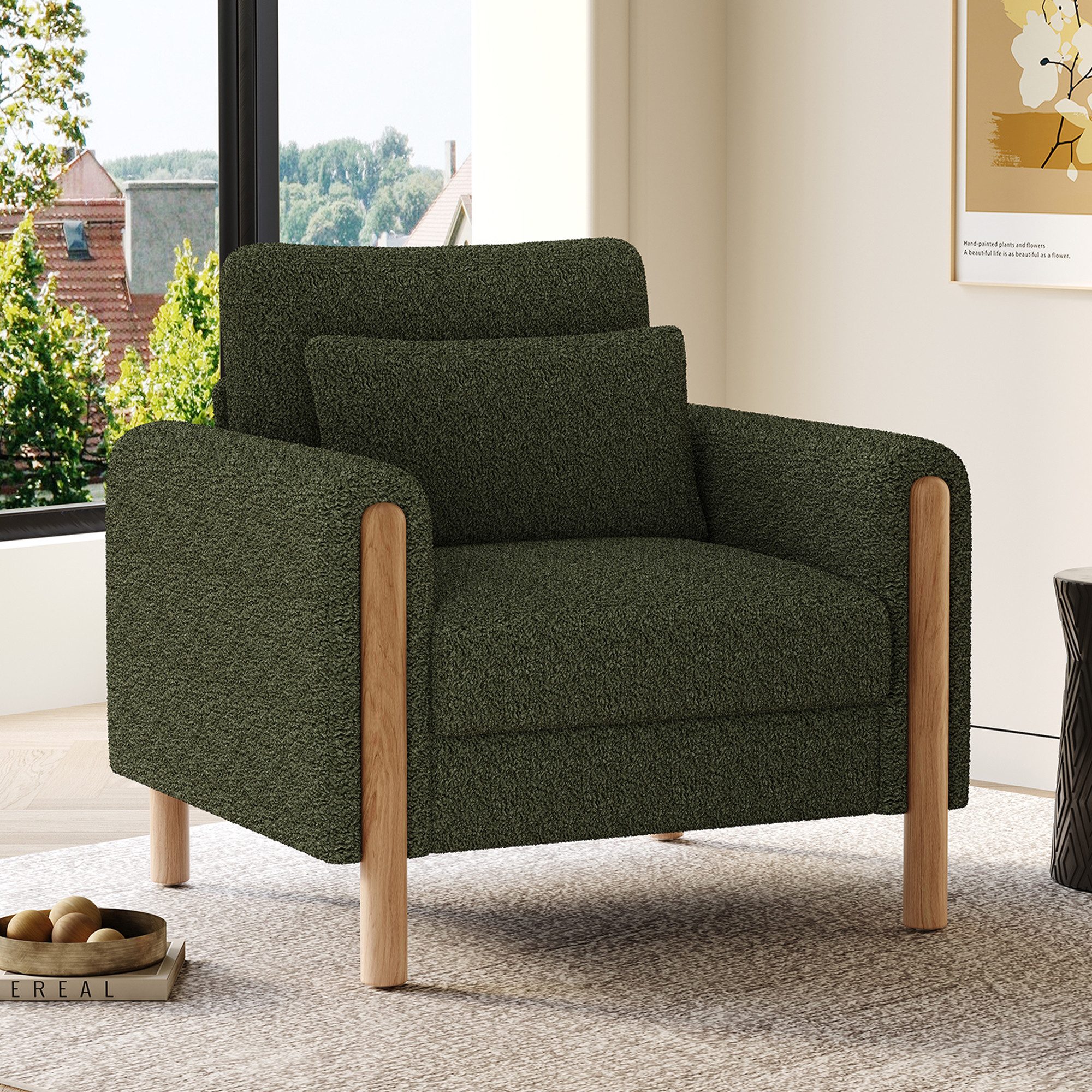 MODFU Sessel Sessel (Polstersessel, Relaxsessel, 1-St., mit Weicher Polsterung, Dickem Kissen), Loungesessel, Einzelsofa