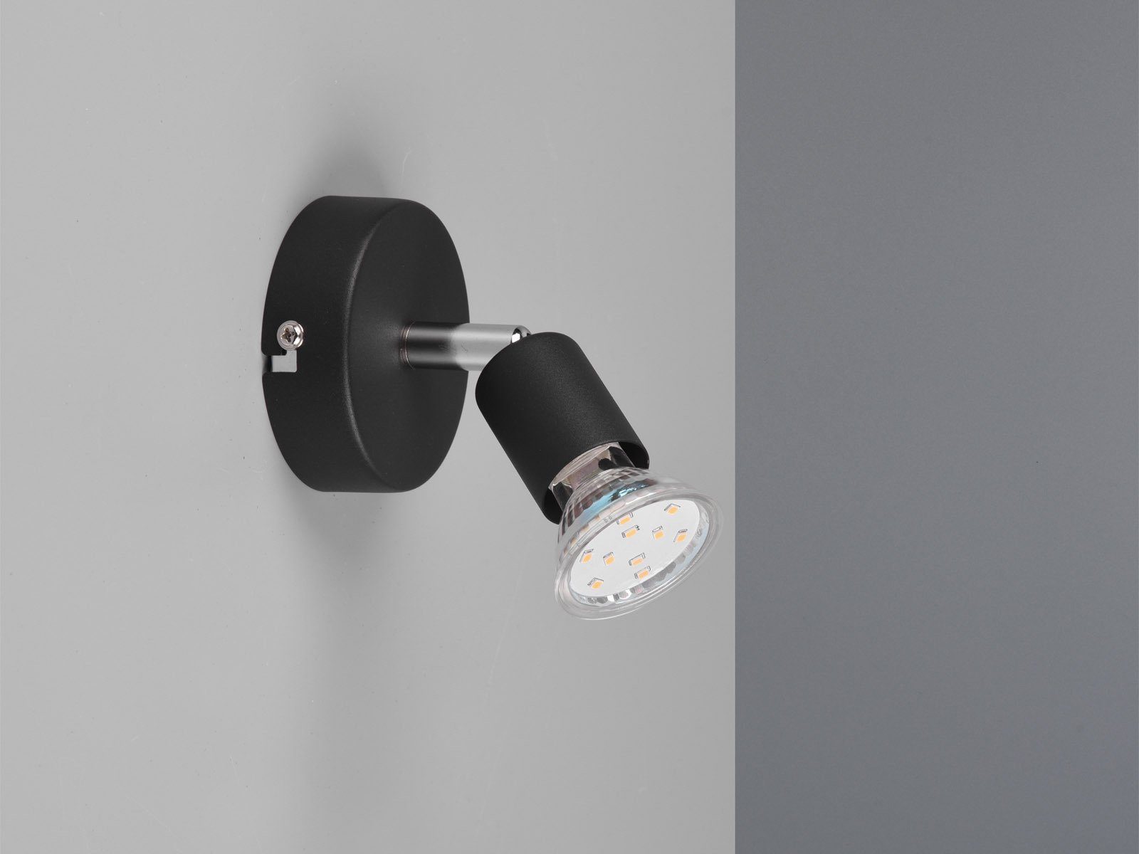 matt Warmweiß, LED LED Ø & schwenkbar Schwarz Wandstrahler, kleine wechselbar, Wandlampe 8cm Schwarz, innen, Treppenhaus meineWunschleuchte Bett
