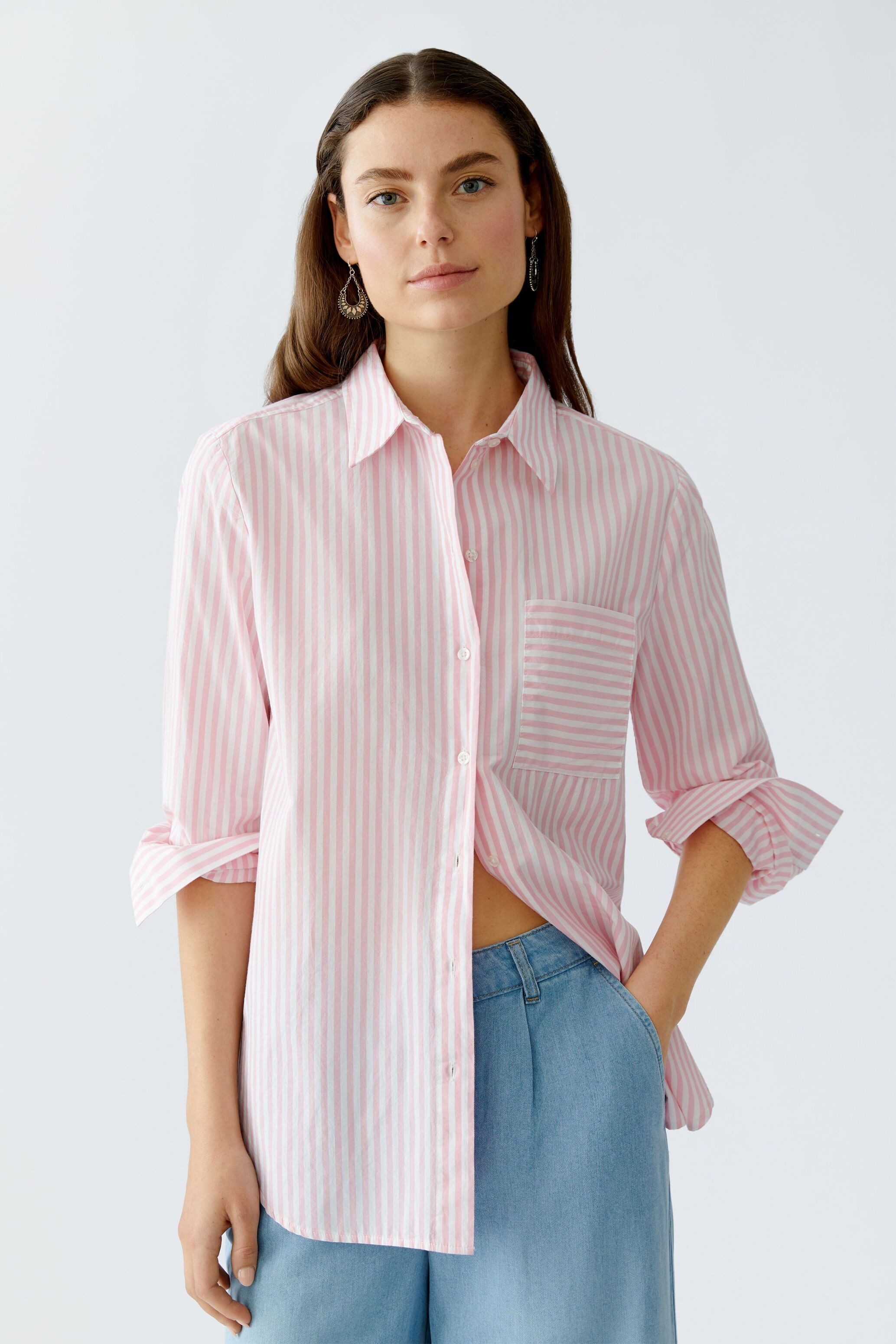 Oui Langarmbluse Hemdbluse reine Baumwolle günstig online kaufen