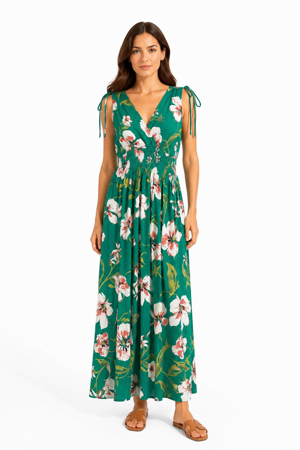 ITALY VIBES Sommerkleid - sommerliches Maxikleid mit Floralem Print und V-Ausschnitt für Damen – Bild 2 von 5