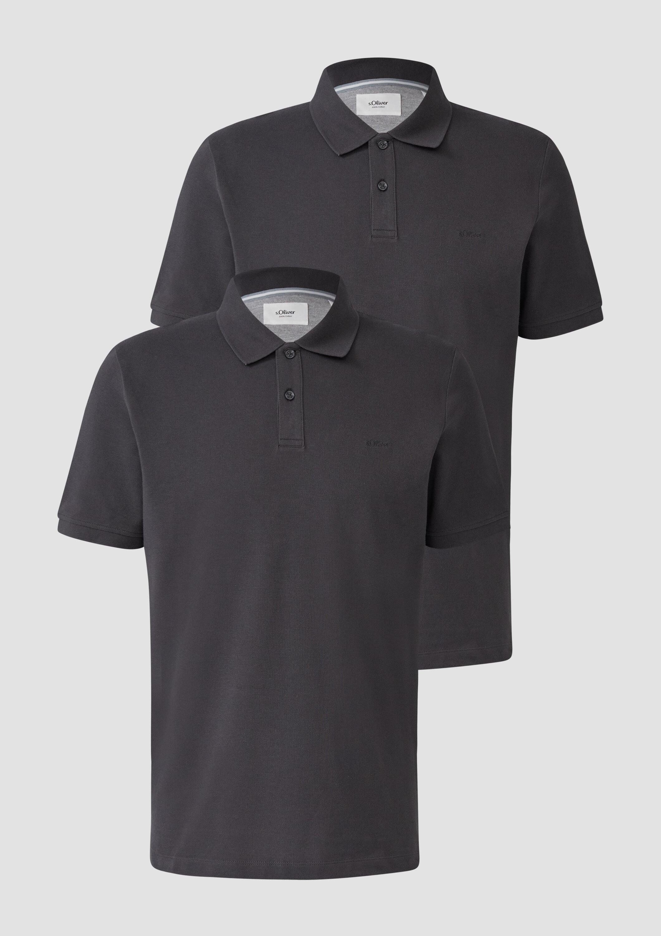 s.Oliver Kurzarmshirt Polo-Shirt Poloshirt aus Piqué mit Logo im Doppelpack