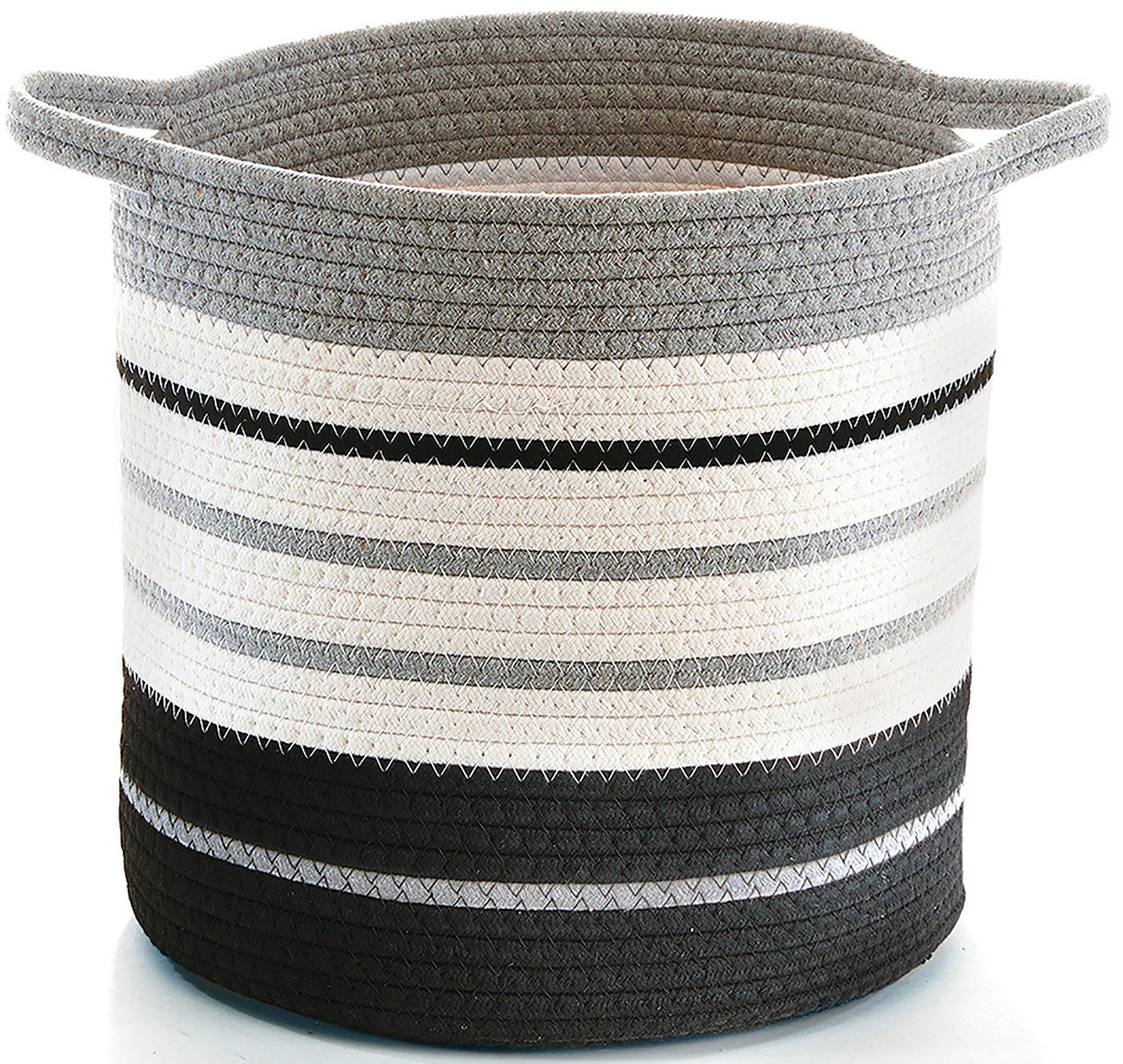 Kobolo Aufbewahrungskorb Baumwollkorb in grau und schwarztönen mit Griffen günstig online kaufen