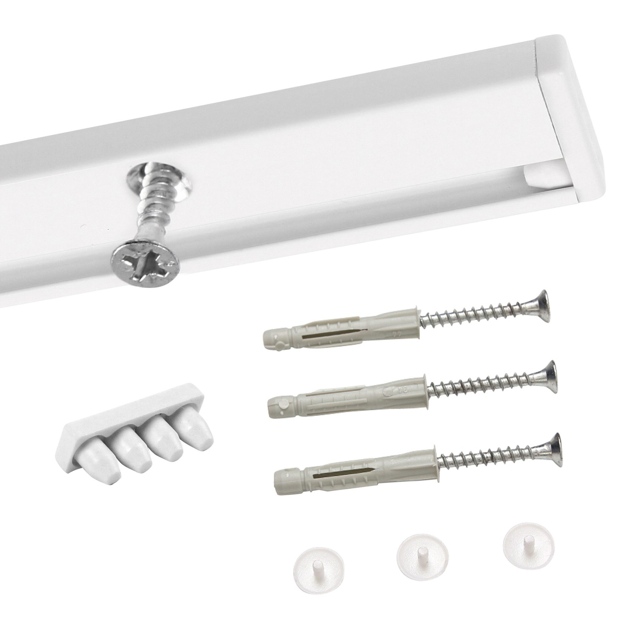 Deco-Raum Gardinenschiene Minimal, 1-läufig, kürzbar, Wunschmaßlänge, Deckenmontage, verschraubt, Aluminium, Komplett-Set vorgebohrt