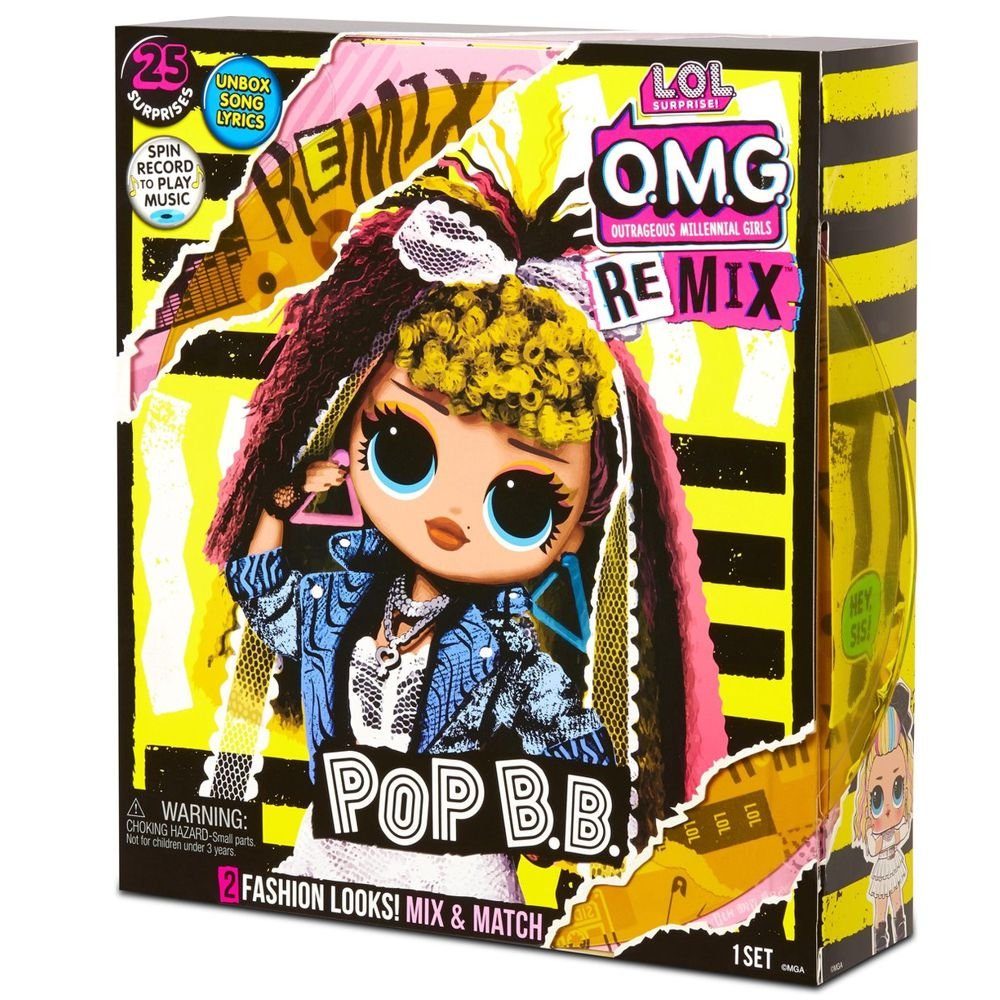 MGA ENTERTAINMENT Anziehpuppe Pop B.B. O.M.G. Remix Fashion Surprise L.O.L. 80's Puppe LOL