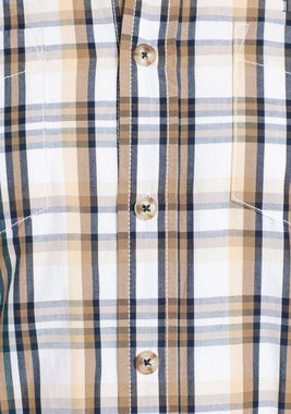Man's World Kurzarmhemd im Karomuster mit kleinem Brustprint