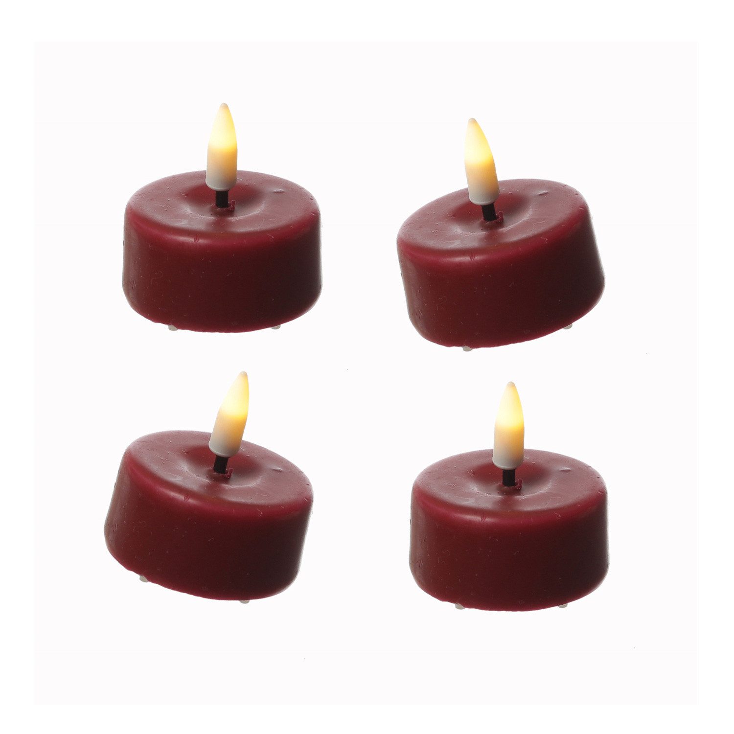 Deluxe Homeart LED-Teelicht LED Mini Teelichter Mia flackernd mit Batterien D: 3,5cm rot 4 Stück, LED Classic, warmweiß (2100K bis 3000K)