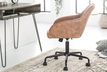 riess-ambiente Drehstuhl TURIN vintage taupe / schwarz (Einzelartikel, 1 St), Büro · Microfaser · höhenverstellbar · mit Armlehnen · mit Rolle