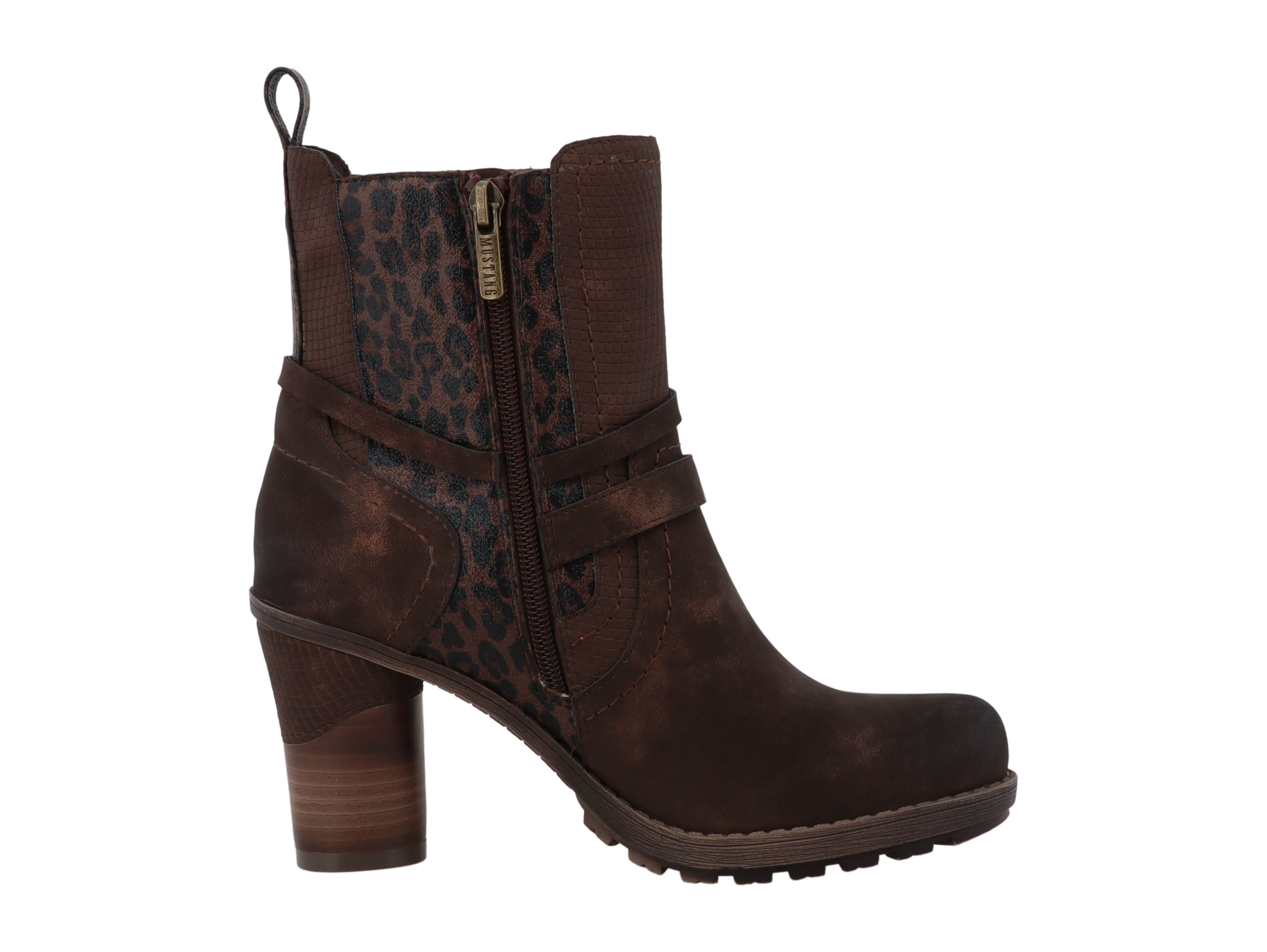Mustang Shoes Mode-Stiefel Stiefelette Blockabsatz, Boots mit Kontrastbesätzen und Zierriemen – Bild 2 von 4