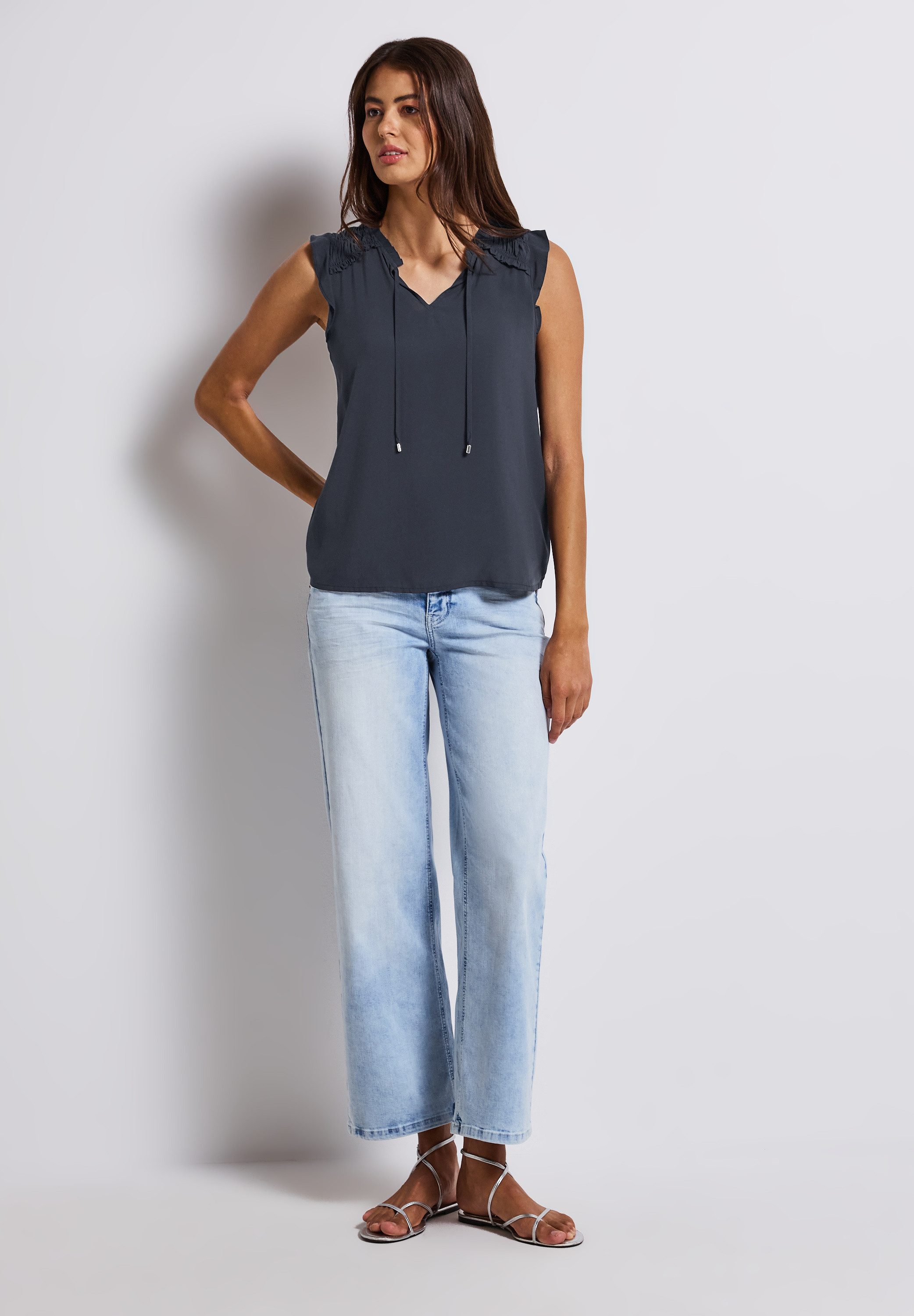 STREET ONE Blusentop mit Rüschendetails am Armansatz