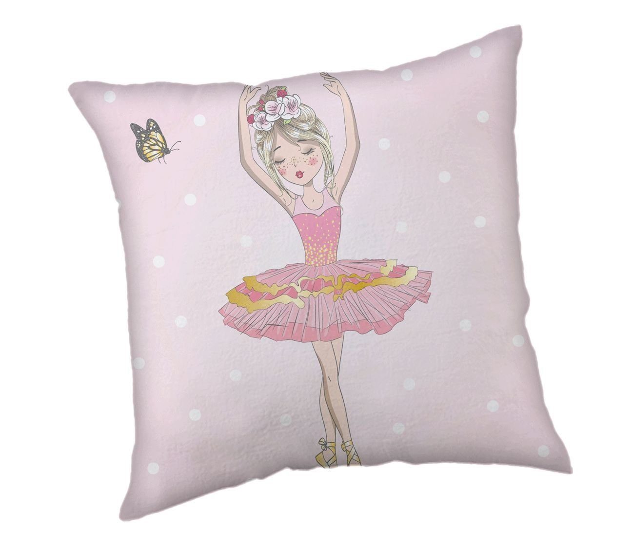 Jerry Fabrics Dekokissen Ballerina Kissen Kuschelkissen Dekokissen Prinzessin 40 x 40 cm