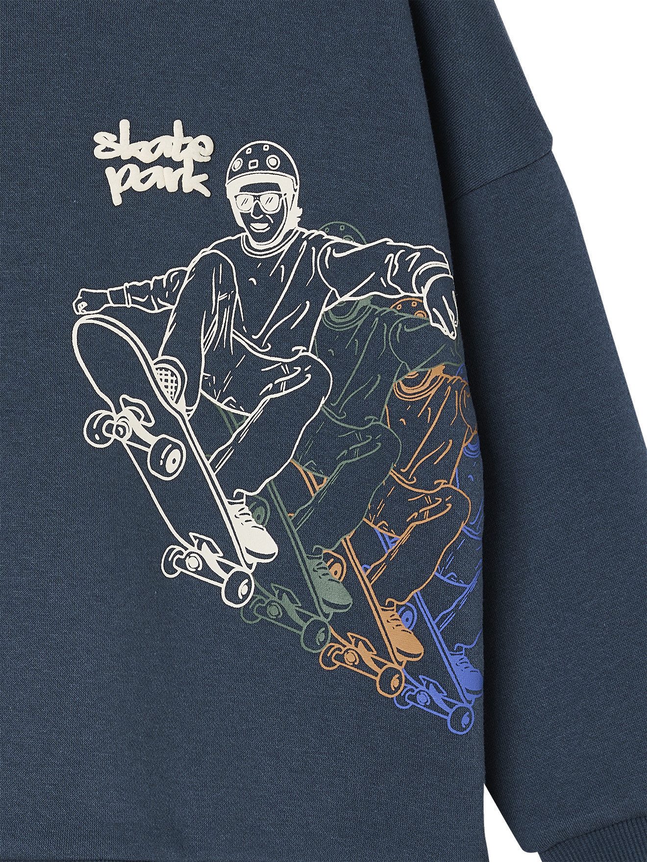 vertbaudet Fleecepullover Jungen Kapuzensweatshirt mit Skate-Print