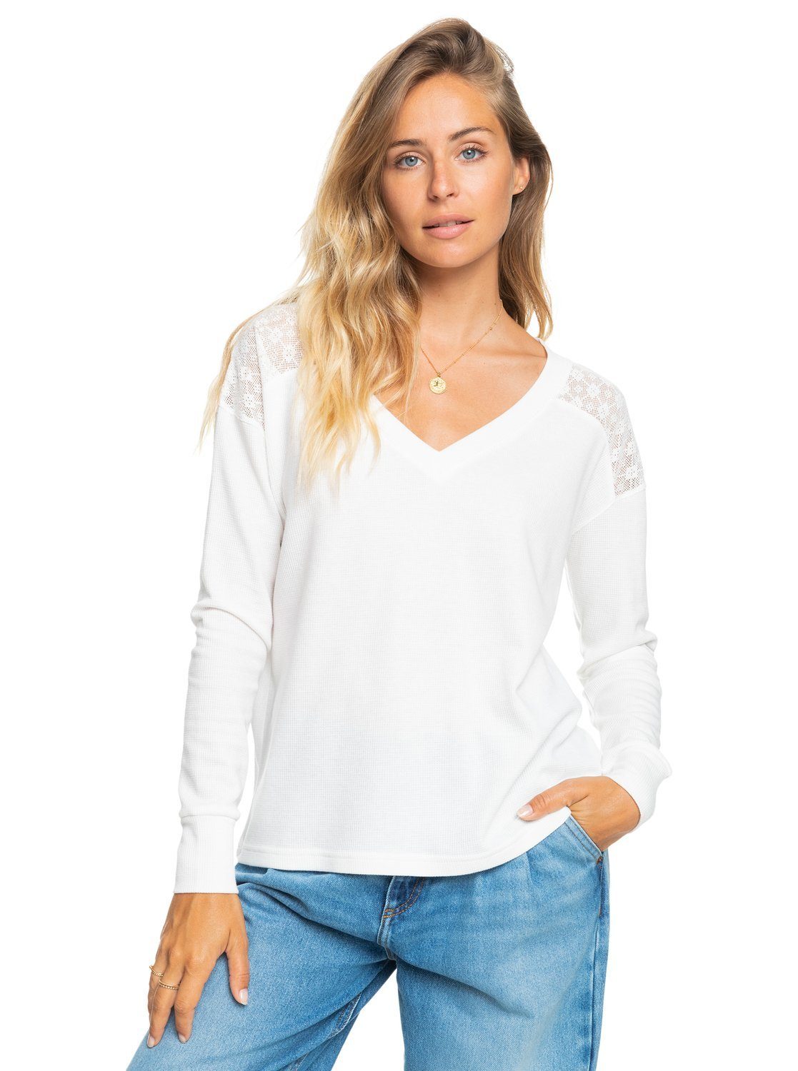 Roxy Langarmshirt Candy Clouds, Gemütliches Langarmshirt in Relaxed  Fit-Passform