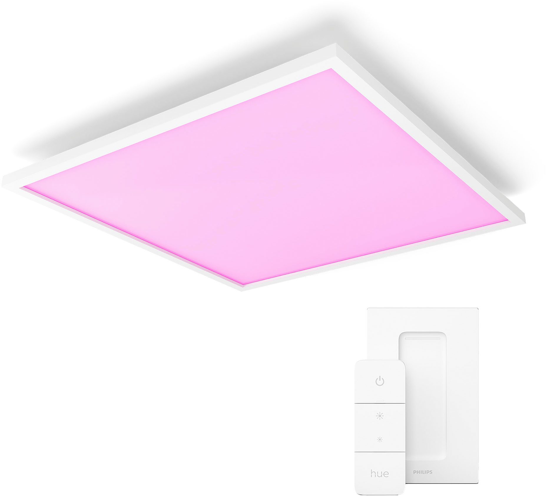 Philips Hue Deckenleuchte White & Color Ambiance Surimu Panelleuchte 120x30 + Dimmschalter V2, mehrere Helligkeitsstufen, LED fest integriert, Farbwechsler