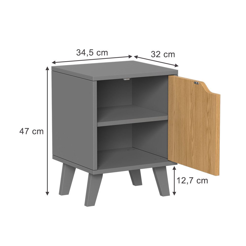 Vicco Nachtschrank Malu, Anthrazit/Eiche, 2 Teile günstig online kaufen