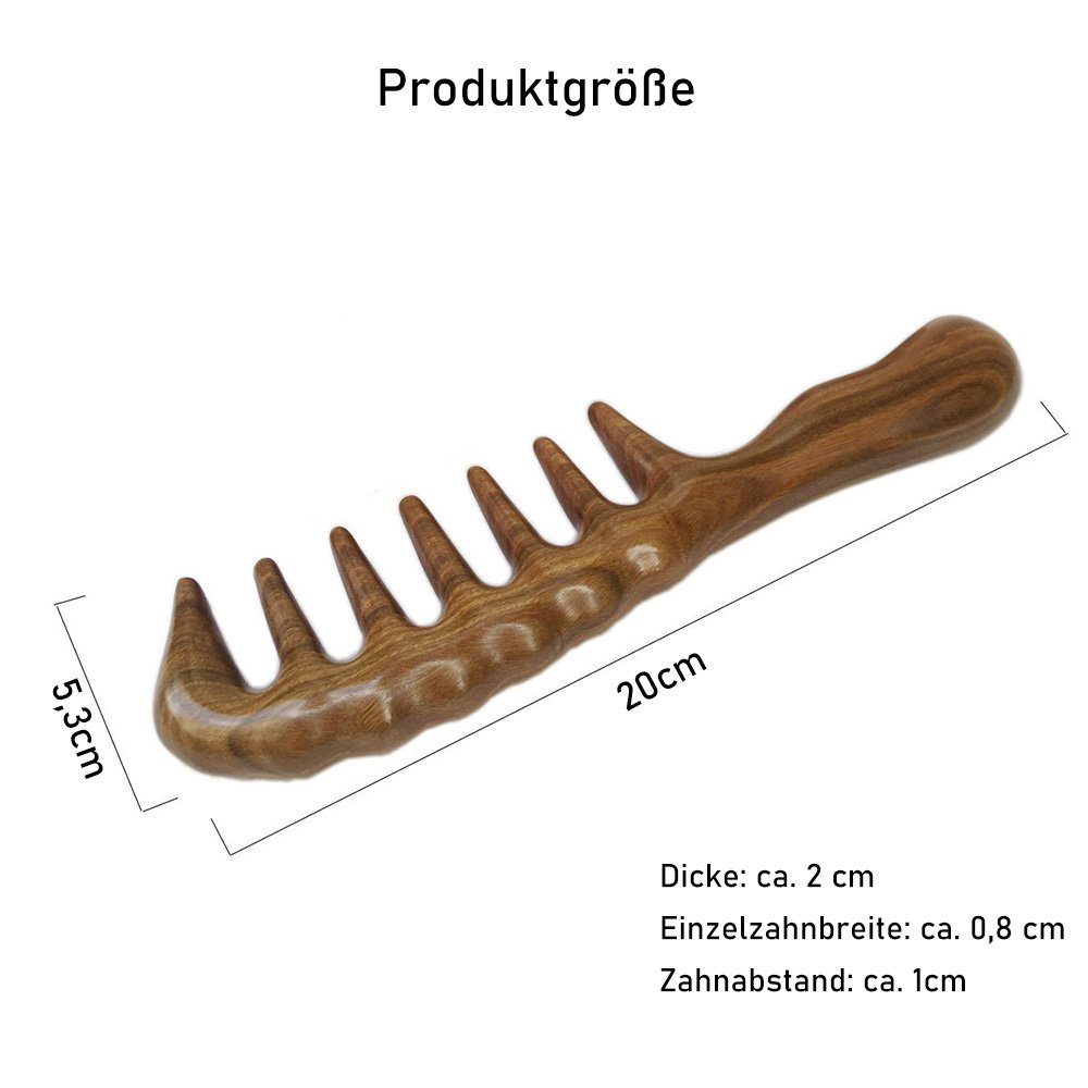 handgemachter Grün Sandelholz-Holzkamm, Kamm Haarbürste Locken Natürliche antistatisch zggzerg