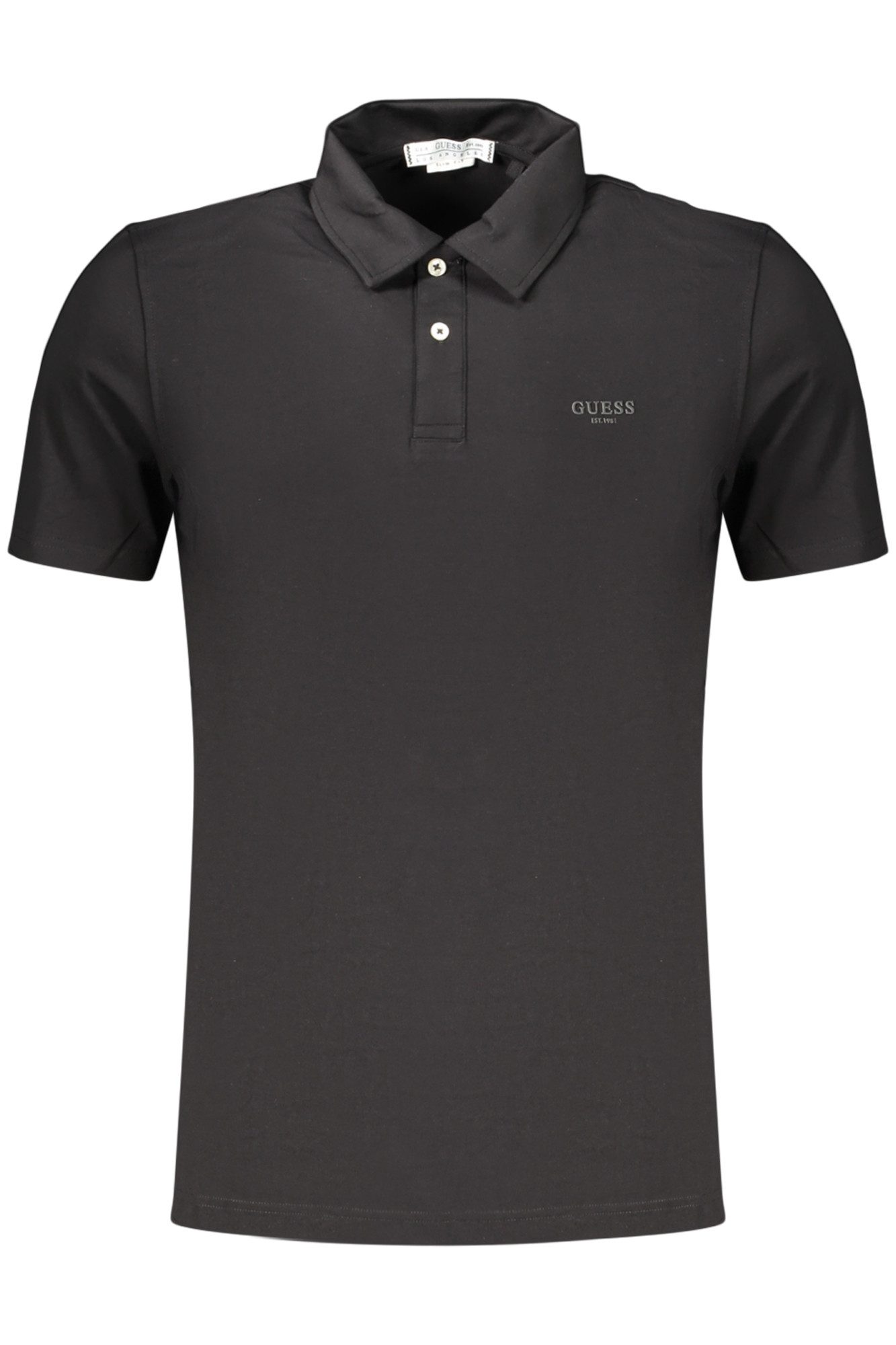 GUESS JEANS Poloshirt Herren Bio-Baumwolle Slim Fit Poloshirt Schwarz mit