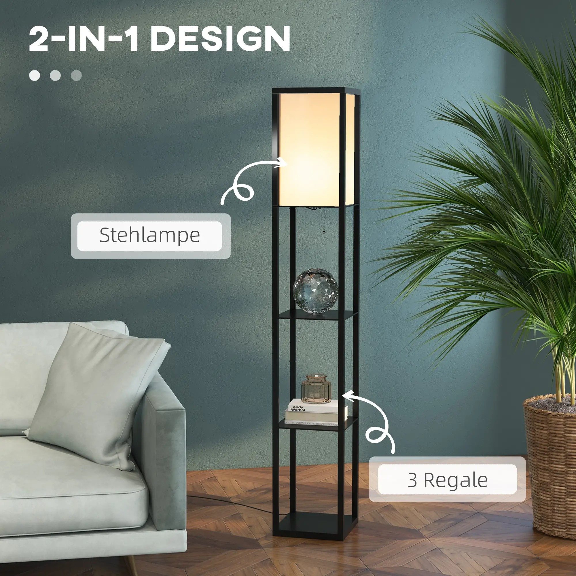 BlingBin Stehlampe mit Regalen, Wohnzimmer Stehleuchte günstig online kaufen