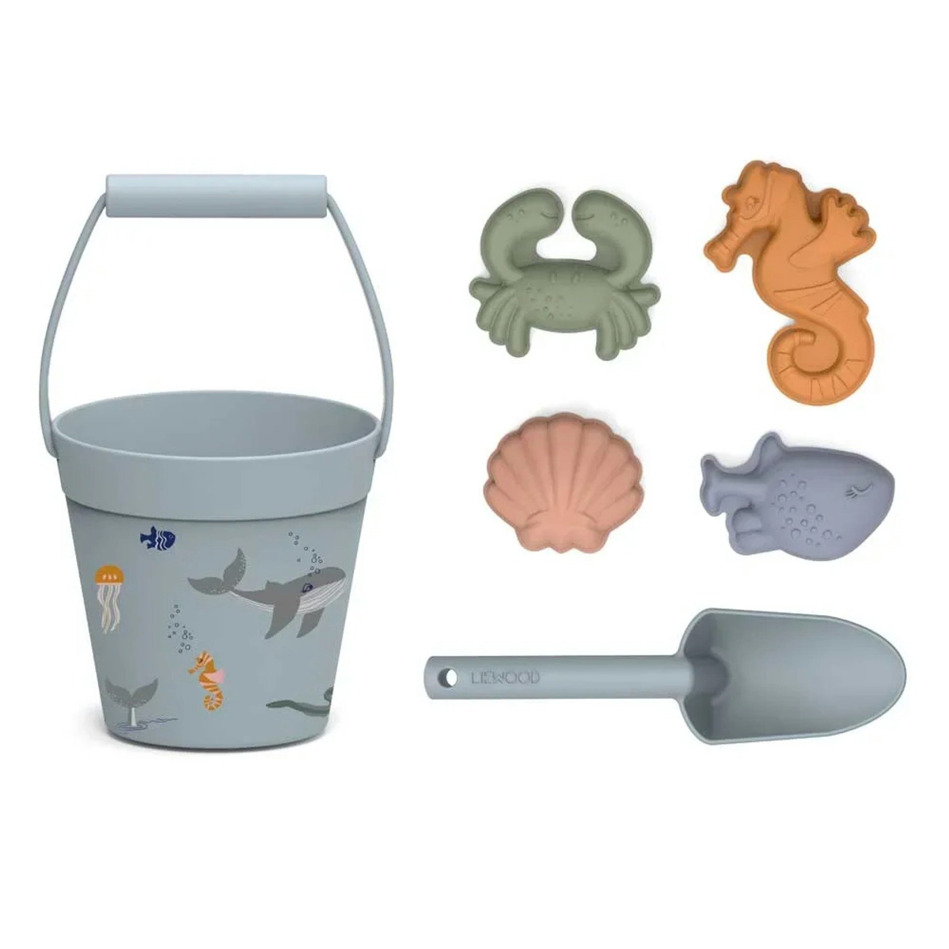 Liewood Silikon "Dante" Sandkasten-Set Silikon Sea Creatures blau, (Set)