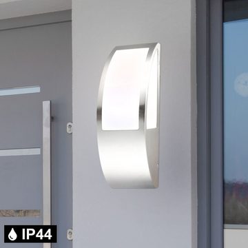 etc-shop Außen-Wandleuchte, Leuchtmittel nicht inklusive, 3er Set Außen Lampen Wand Edelstahl Leuchten Glas opal Veranda