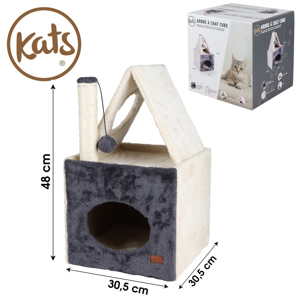 Kats Kratzbaum Kratzbaum Katzenhöhle Katzenkratzbaum Katzen-Höhle Haus, Nische zum Verstecken oder Schlafen, Würfelhaus, Spielbommel
