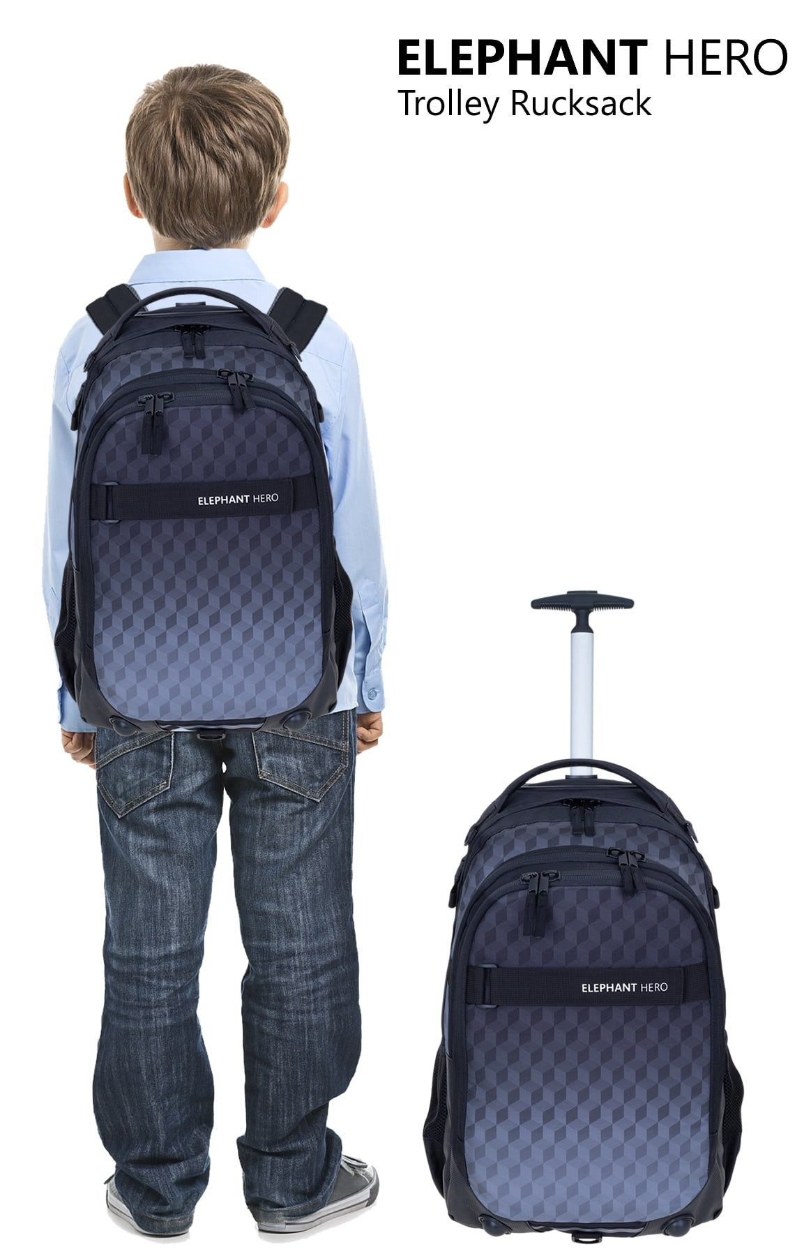 ELEPHANT Schulrucksack Trolley Hero Signature Schultrolley, Rucksacktrolley Schule Rucksack Rollen 3 Fächer Daypack Trolly – Bild 5 von 5
