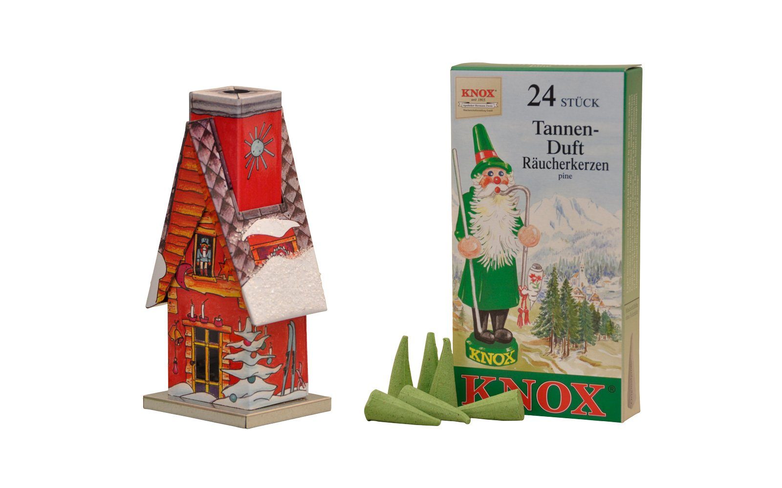 KNOX Räucherhaus Lichterhütte, inkl. 24 Räucherkerzen "Tannenduft", Made in Germany