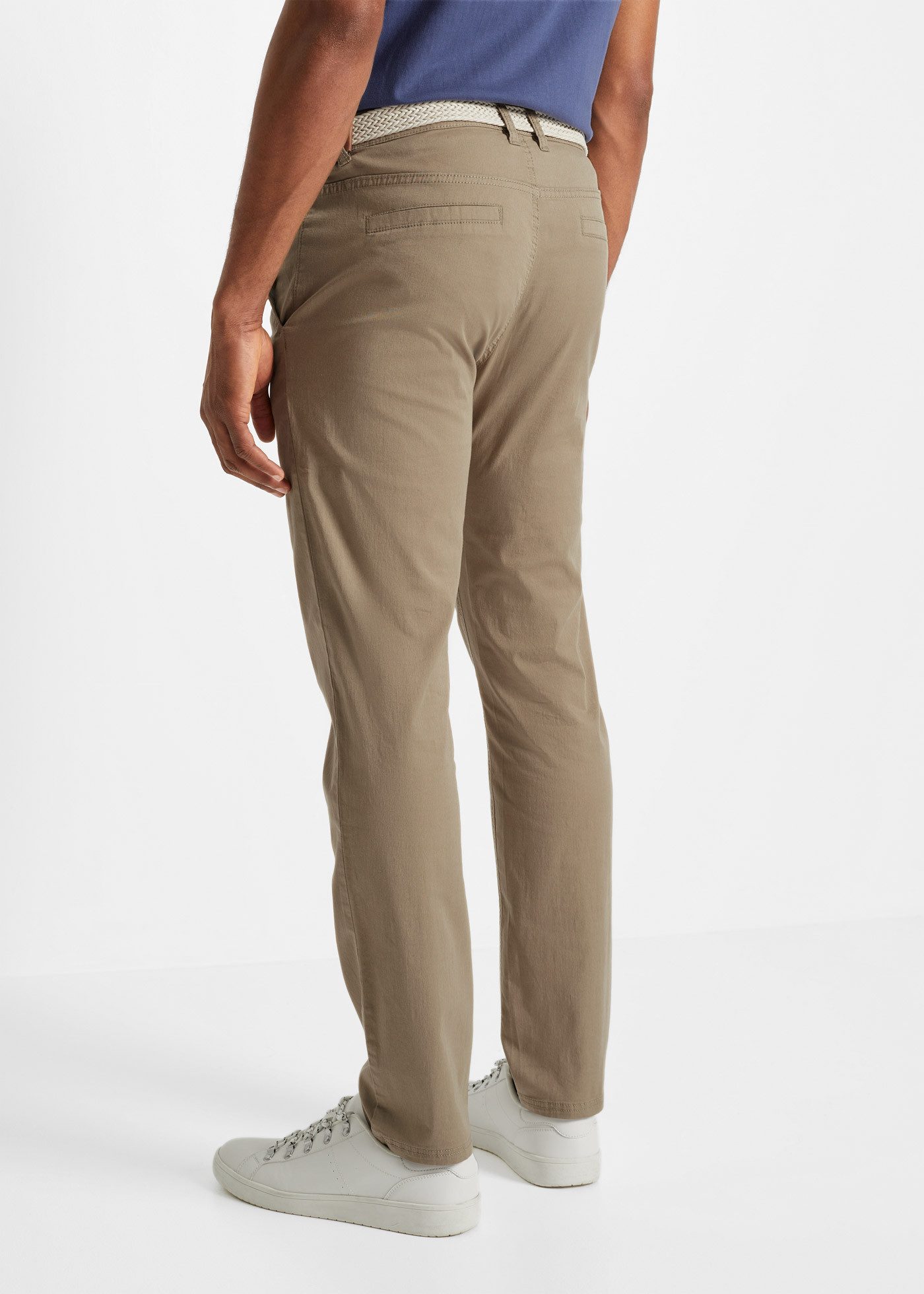 bonprix Chinohose aus Baumwolle und Elasthan, mit Komfortbund und Gürtel, R günstig online kaufen