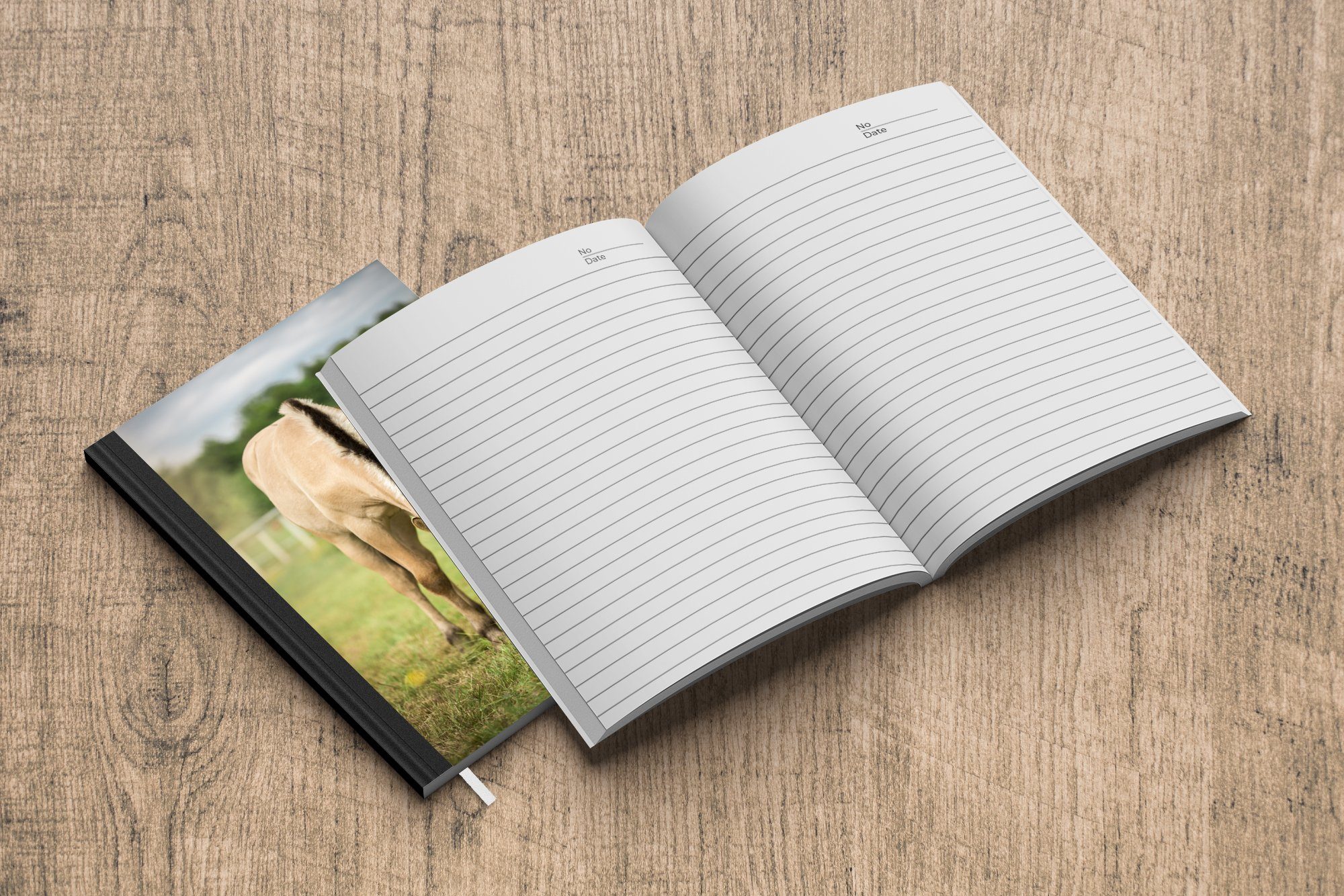 eines Porträt MuchoWow Haushaltsbuch auf einer Fjordpferdes Notizheft, Seiten, Merkzettel, Journal, A5, Notizbuch Wiese, Tagebuch, 98