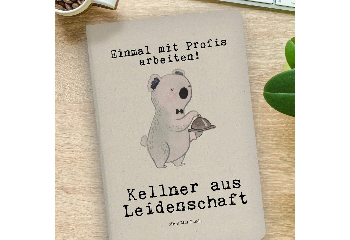 Thumbnail - Mr. & Mrs. Panda Notizbuch Kellner Leidenschaft - Transparent - Geschenk, Notizbuch A4 Kariert, Mr. & Mrs. Panda, Kreati...