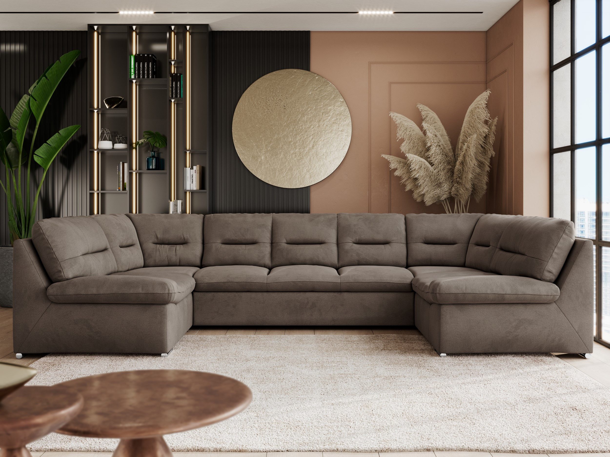 MKS MÖBEL Ecksofa COMODO U, Set, Sofa big XXL, Wellenfedern, Wohnlandschaft XXL, mit Schlaffunktion, Bettfunktion, U-form Ecksofa, Schlafsofa, HR-Schaum