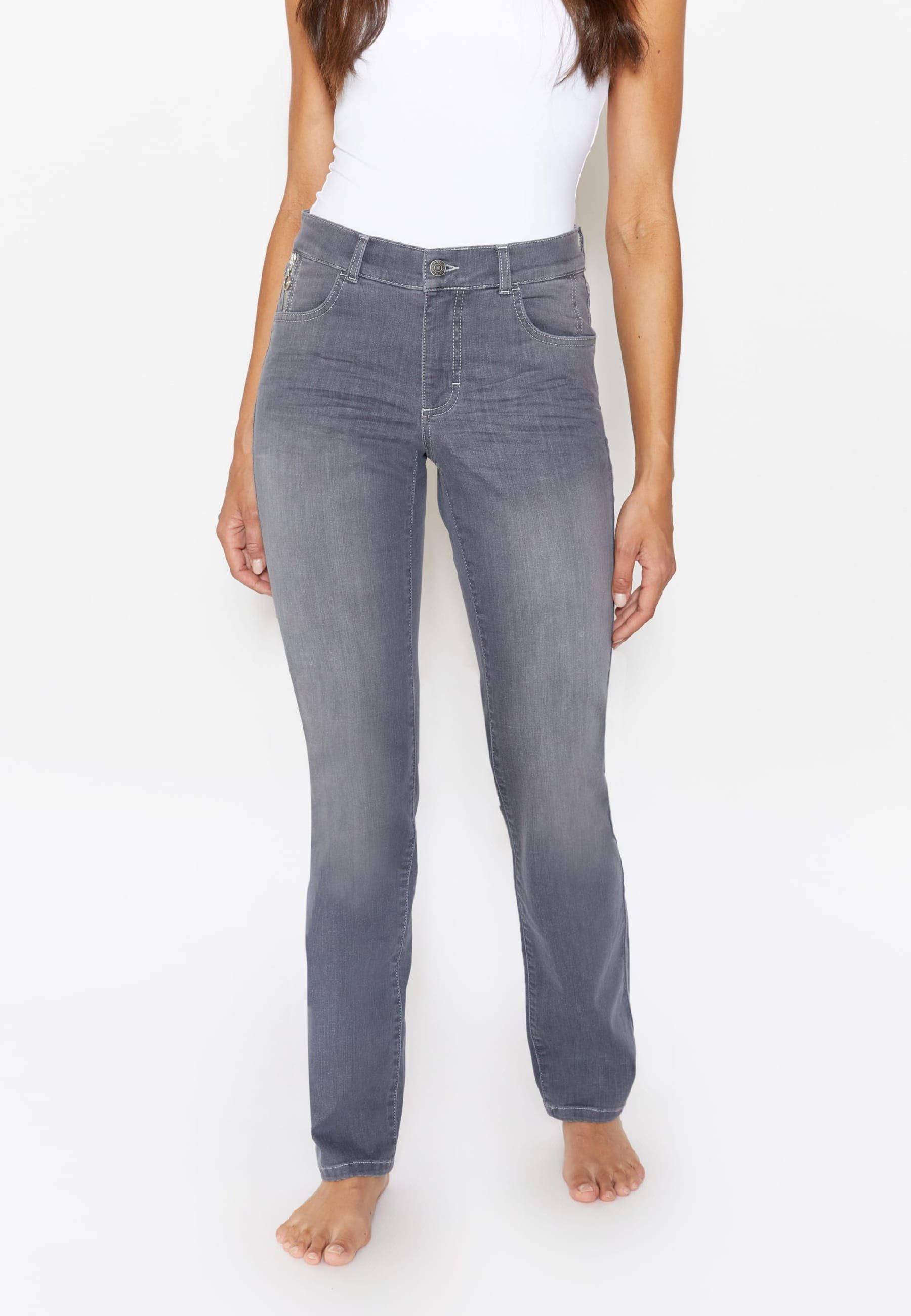 ANGELS Straight-Jeans 5-Pocket-Jeans Dolly 2.0 grau