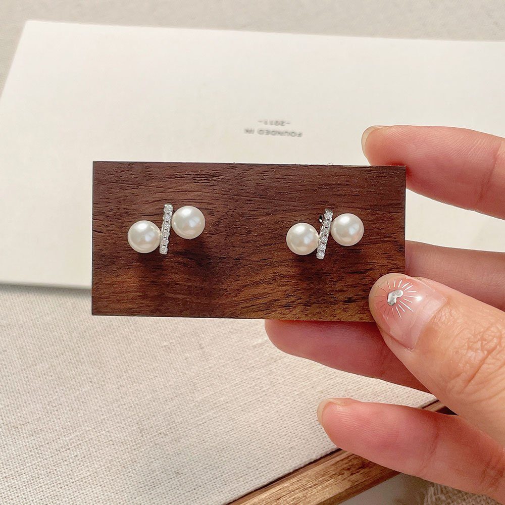 Frauen Sterling und Mädchen (2-tlg), Paar Diamant-Perlen-Ohrstecker Geschenke und 925 POCHUMIDUU für Silber Ohrhänger