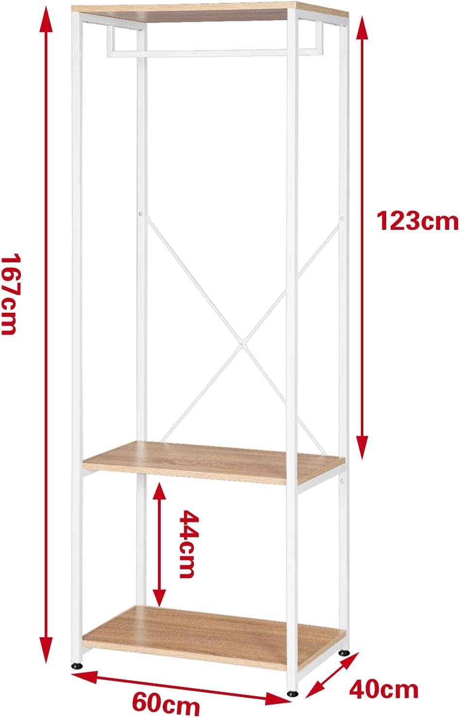 eiche-weiß mit Schuhregal Woltu Garderobe Ständer, und Holz Kleiderständer, (1 Metall St),