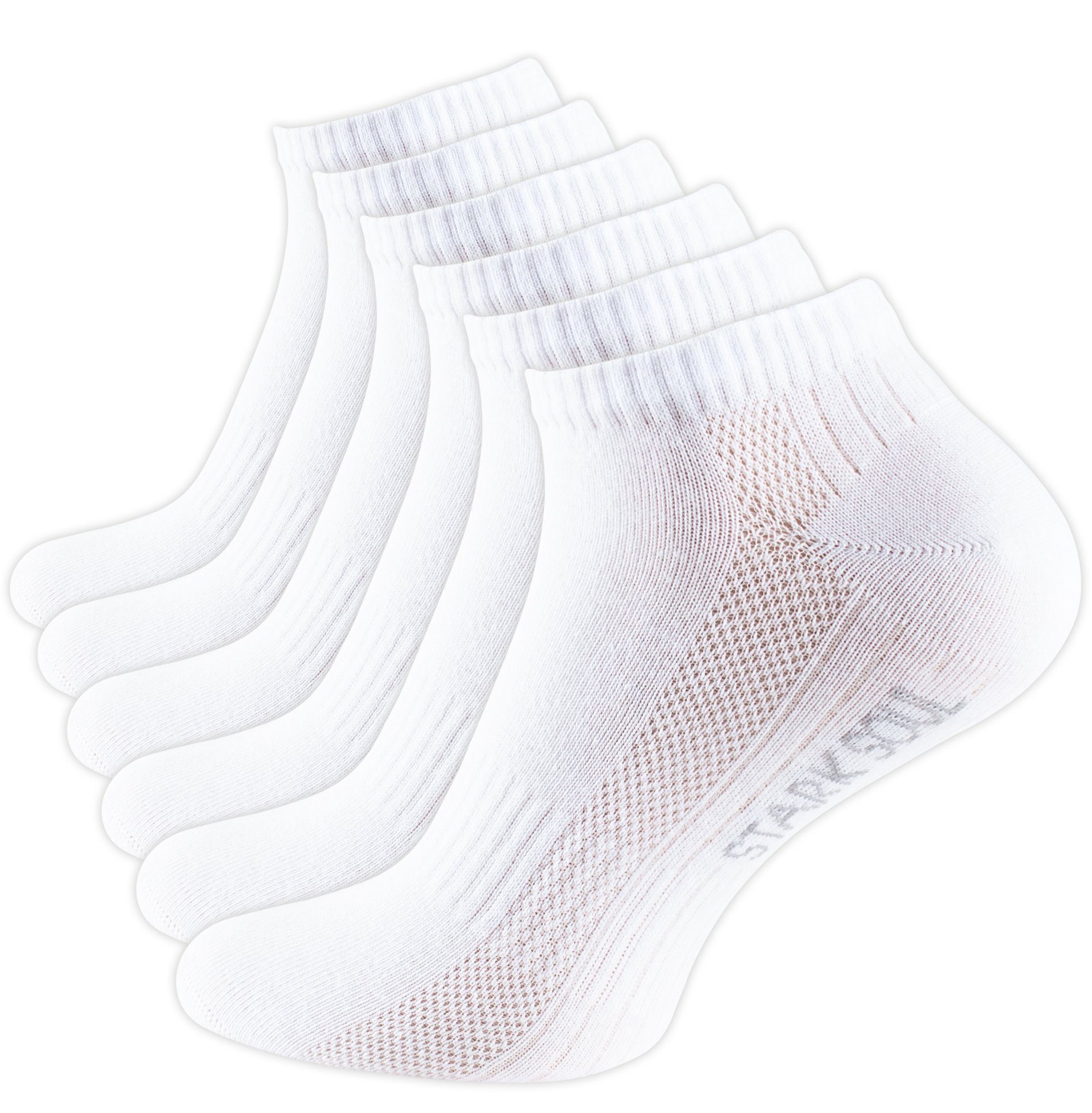 Stark Soul® Sneakersocken Sneaker Socken Mesh gekämmte Baumwolle, Premium Qualität, Unisex für Damen & Herren 6 Paar Weiß